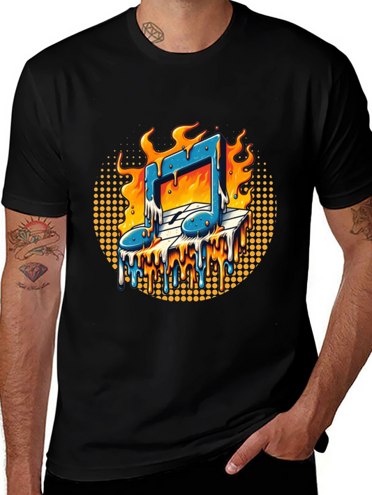 Fiery Music Note Graphic Tee