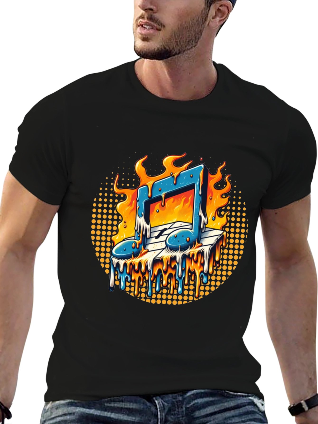 Fiery Music Note Graphic Tee