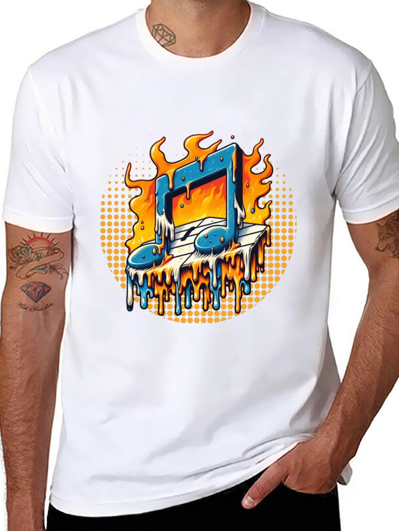 Fiery Music Note Graphic Tee