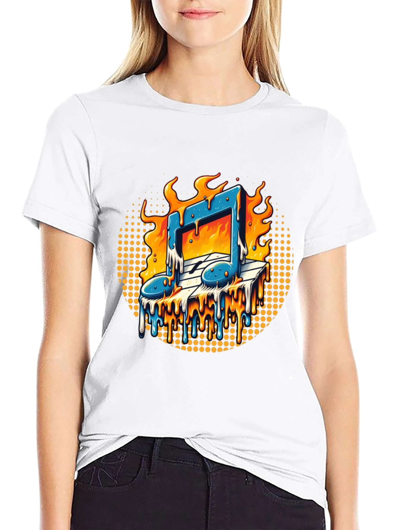 Fiery Music Note Graphic Tee