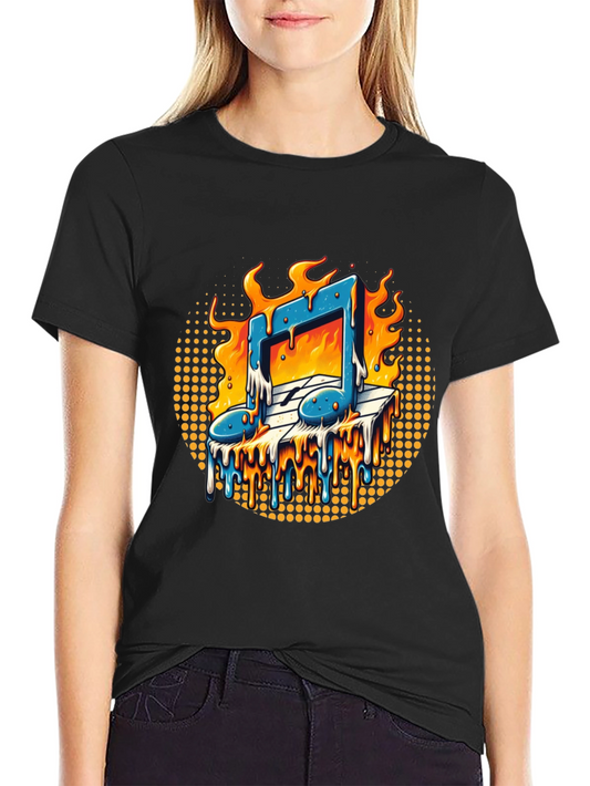 Fiery Music Note Graphic Tee