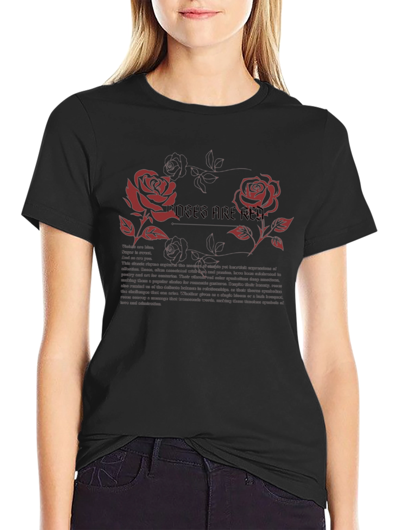 Roses Are Red Graphic Print T-Shirt