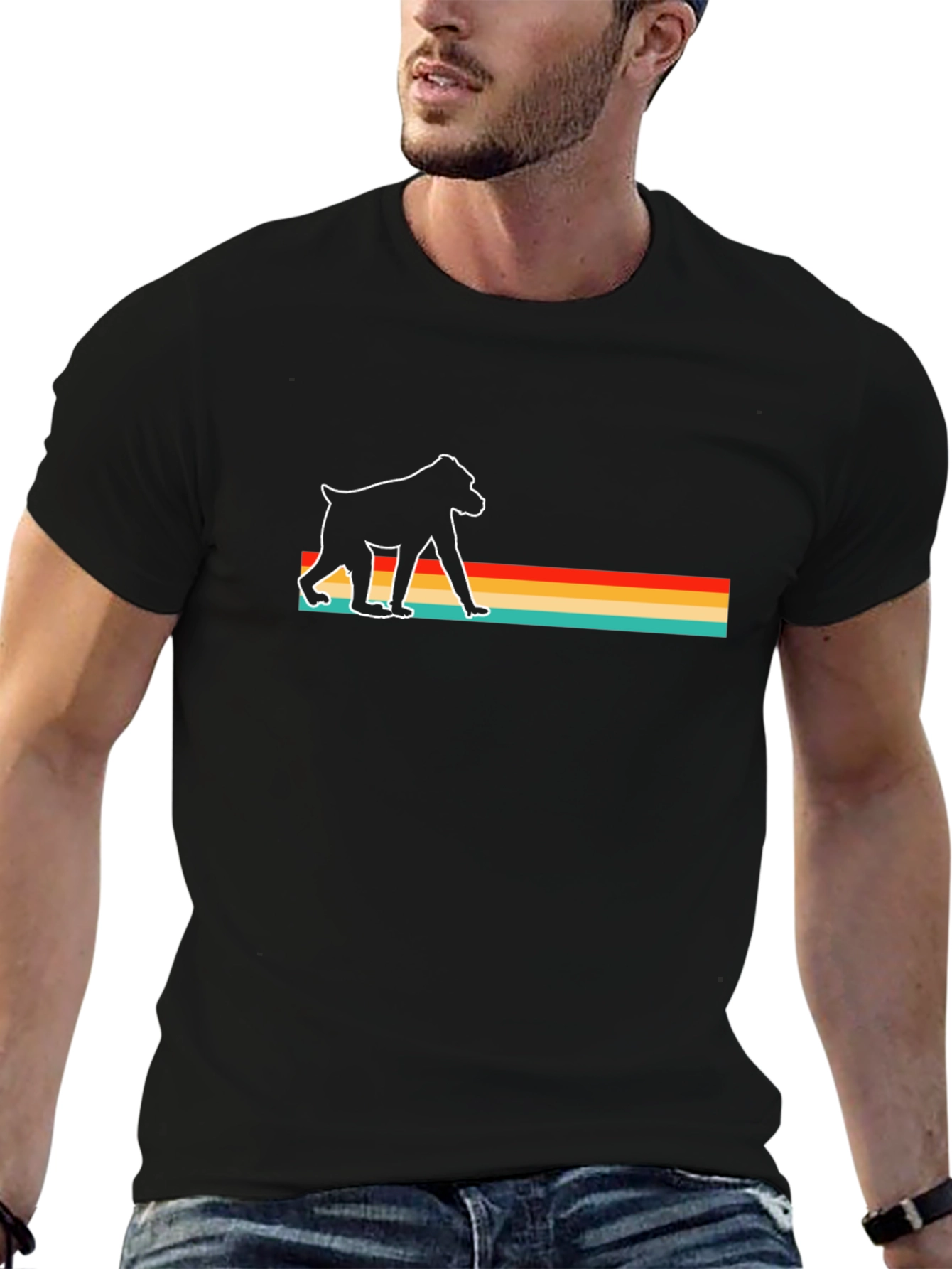 Retro Baboon Graphic Tee - Classic Comfort Fit