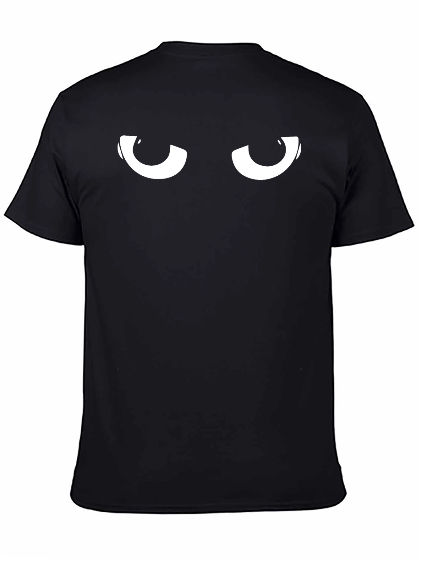 Mens Black T-Shirt with Cartoon Eyes Graphic