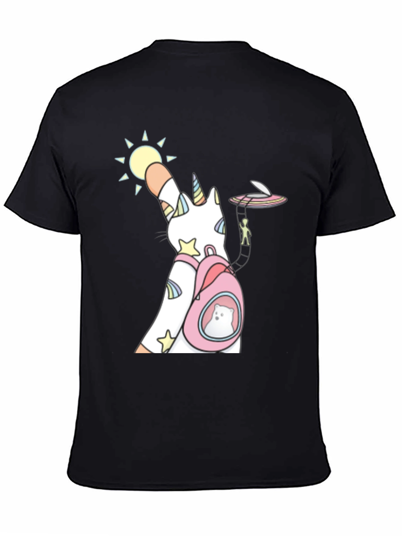 Unicorn Cat Backpack Funny Graphic Tee