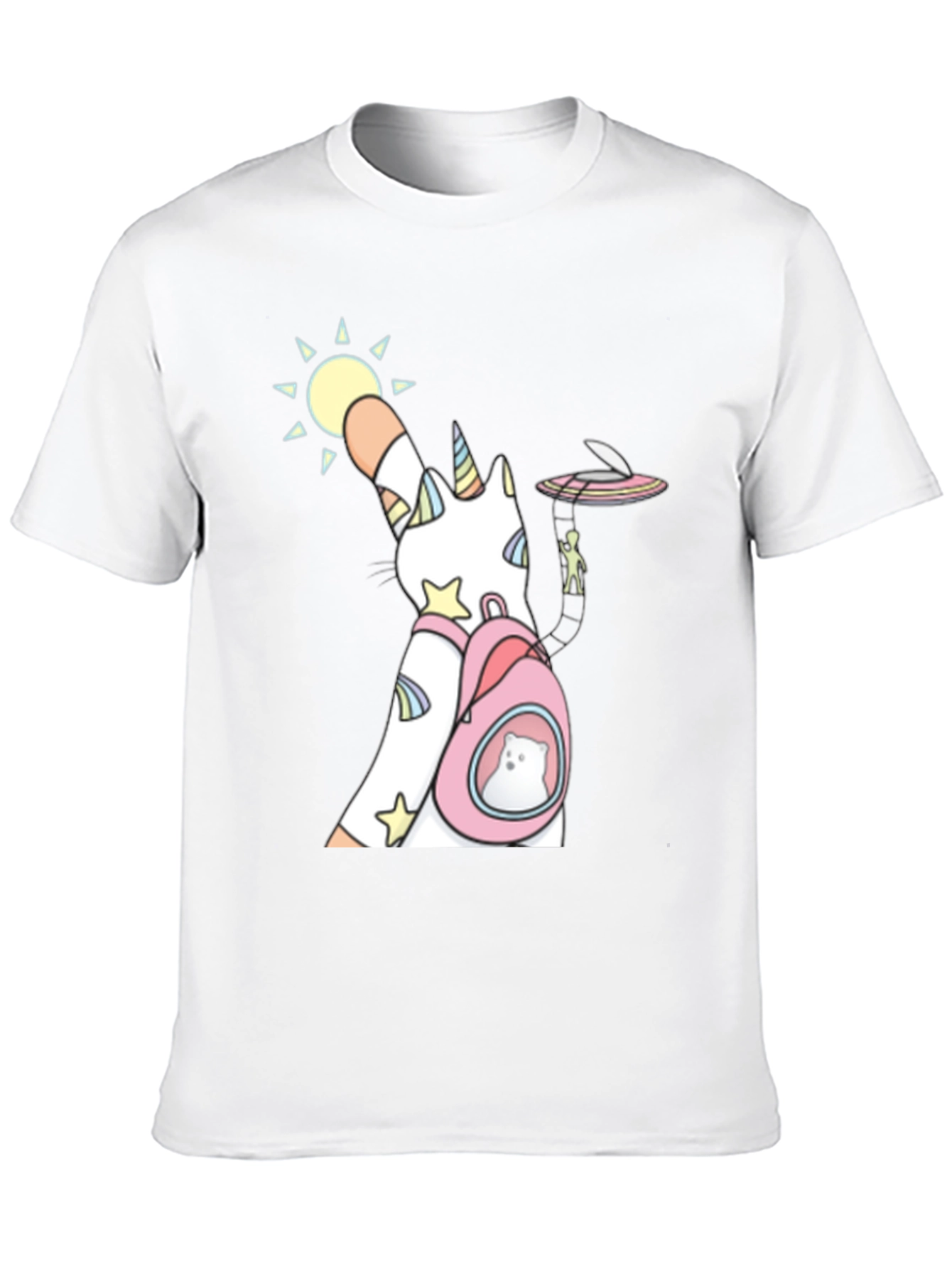 Unicorn Cat Backpack Funny Graphic Tee