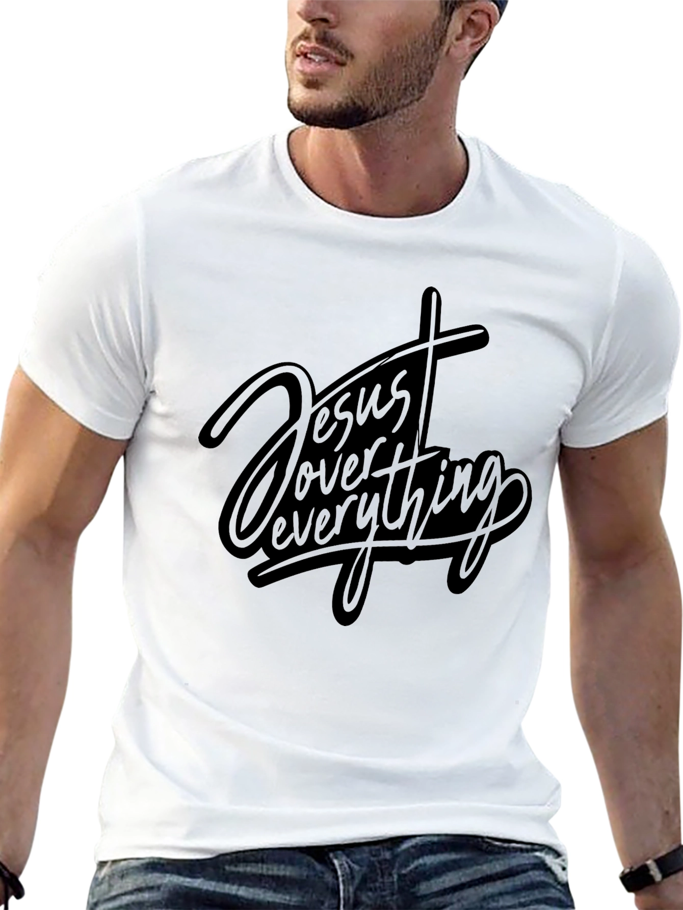 Jesus Over Everything Black Tee
