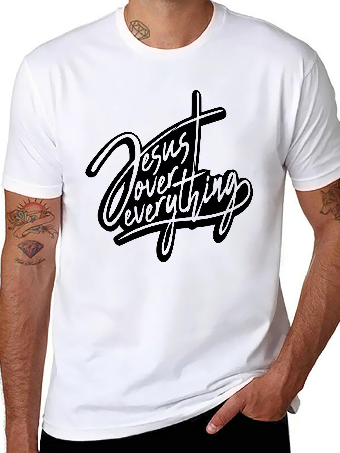 Jesus Over Everything Black Tee