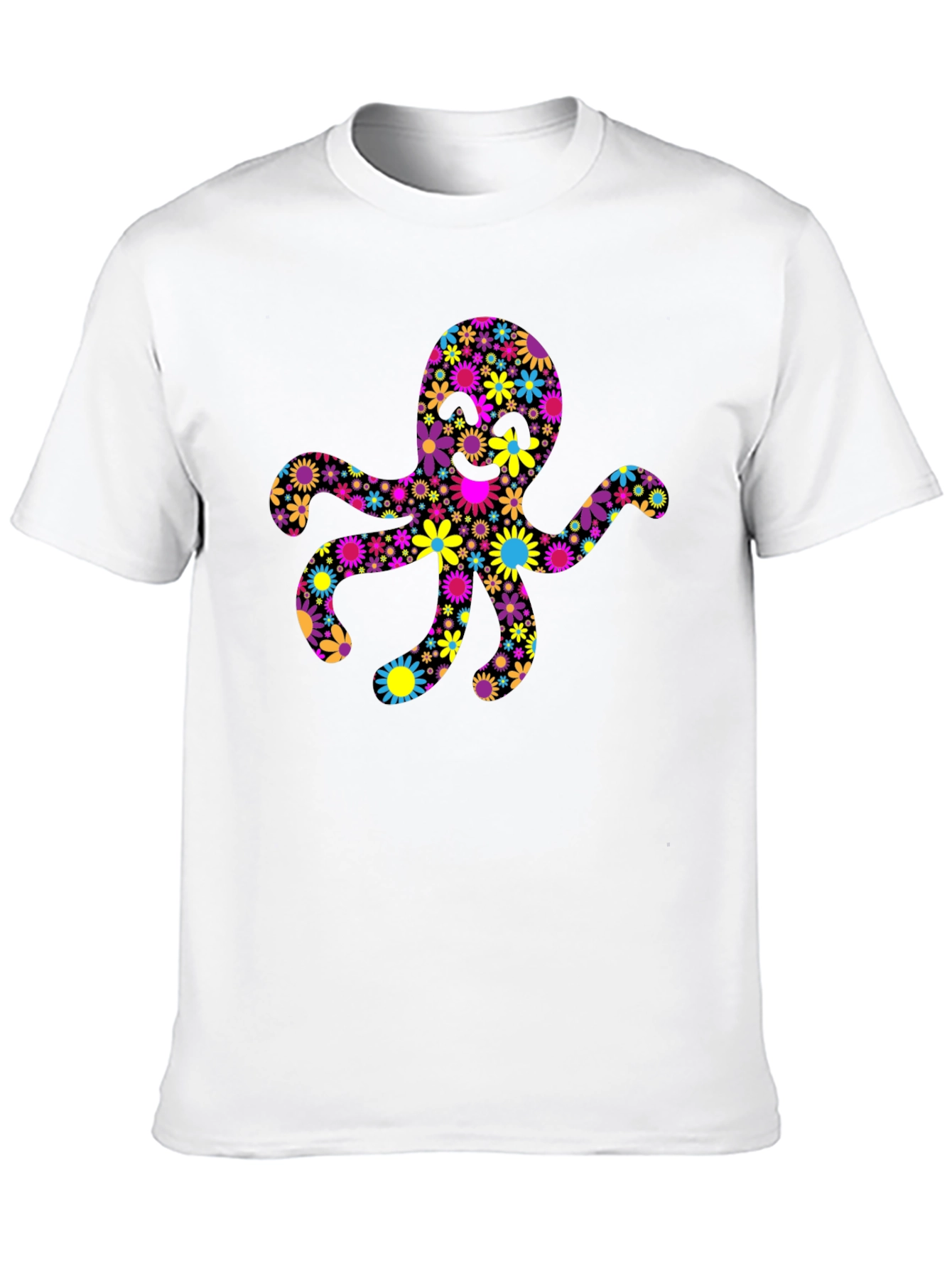 Floral Octopus Graphic Tee - Black