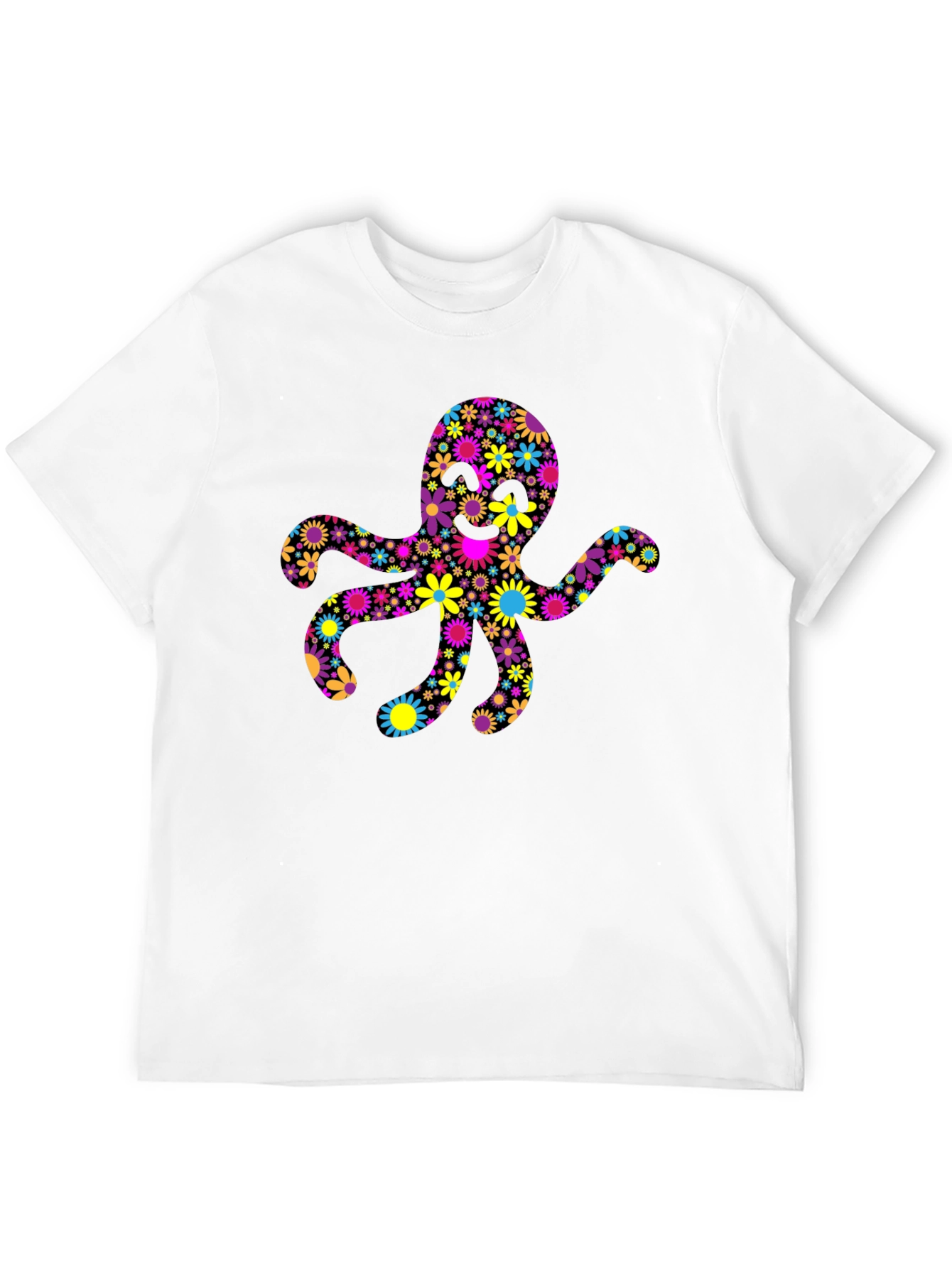 Floral Octopus Graphic Tee - Black