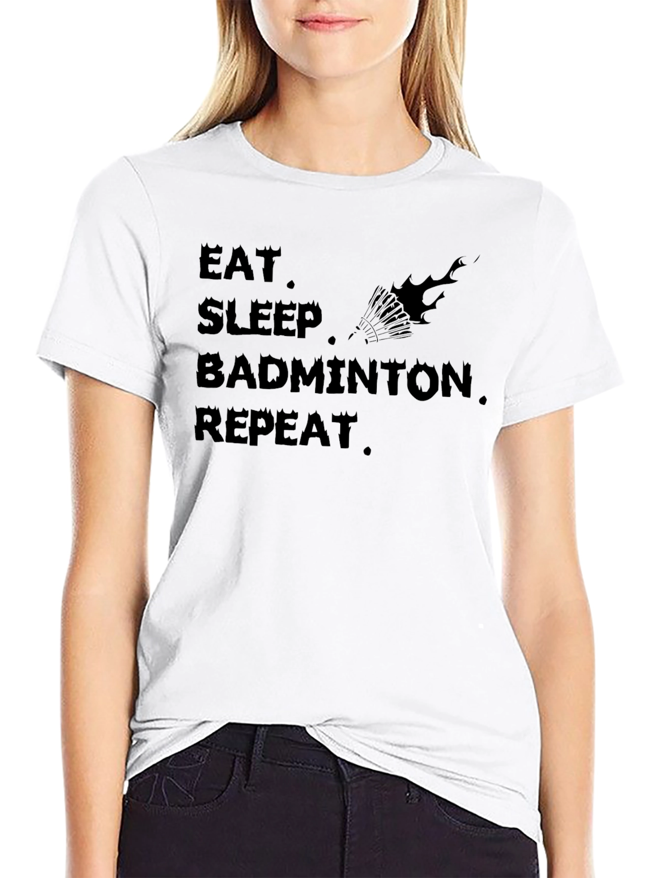 Eat Sleep Badminton Repeat Black T-Shirt