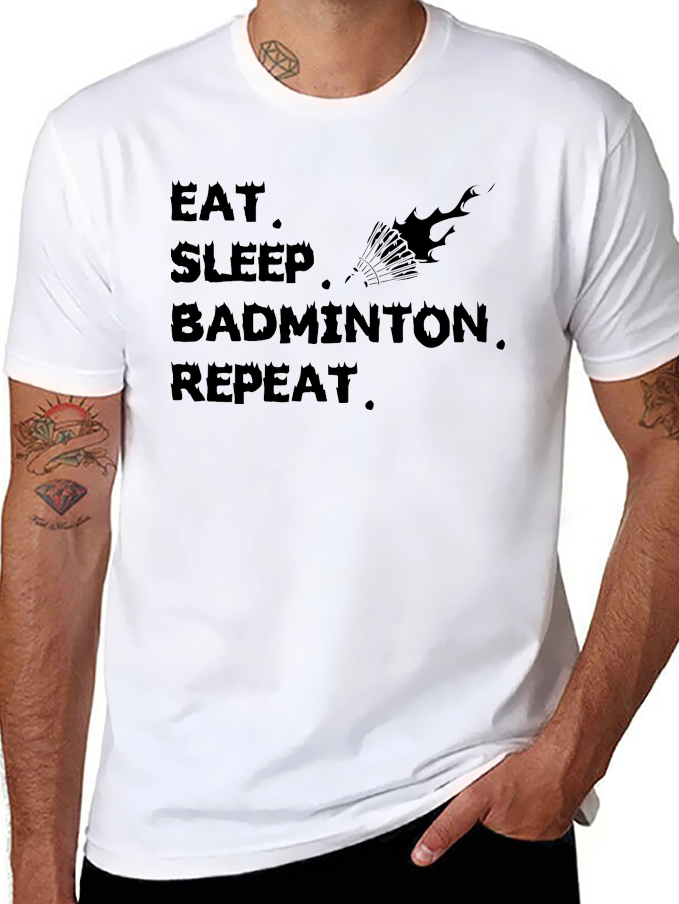 Eat Sleep Badminton Repeat Black T-Shirt