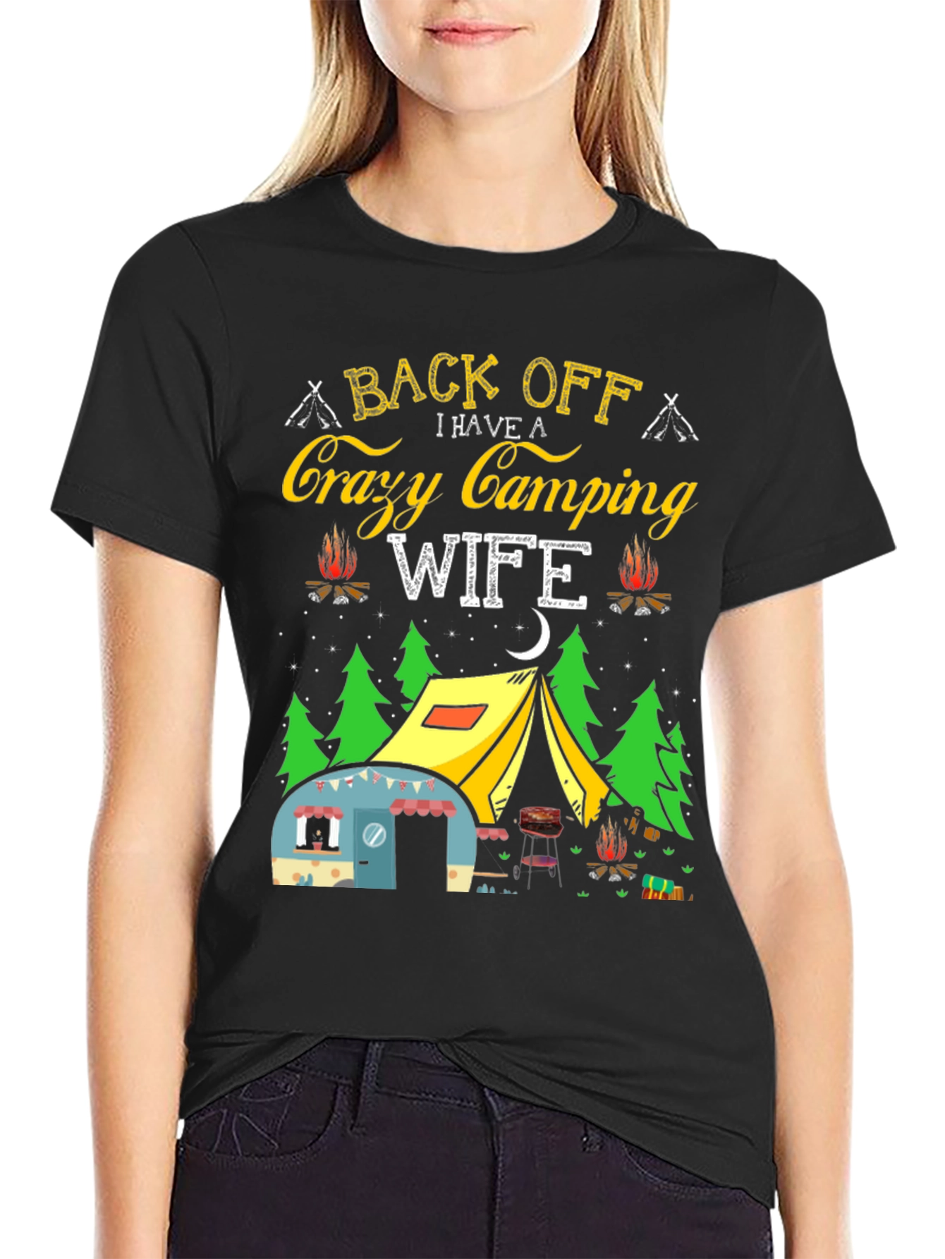 Crazy Camping Wife T-Shirt - Back Off