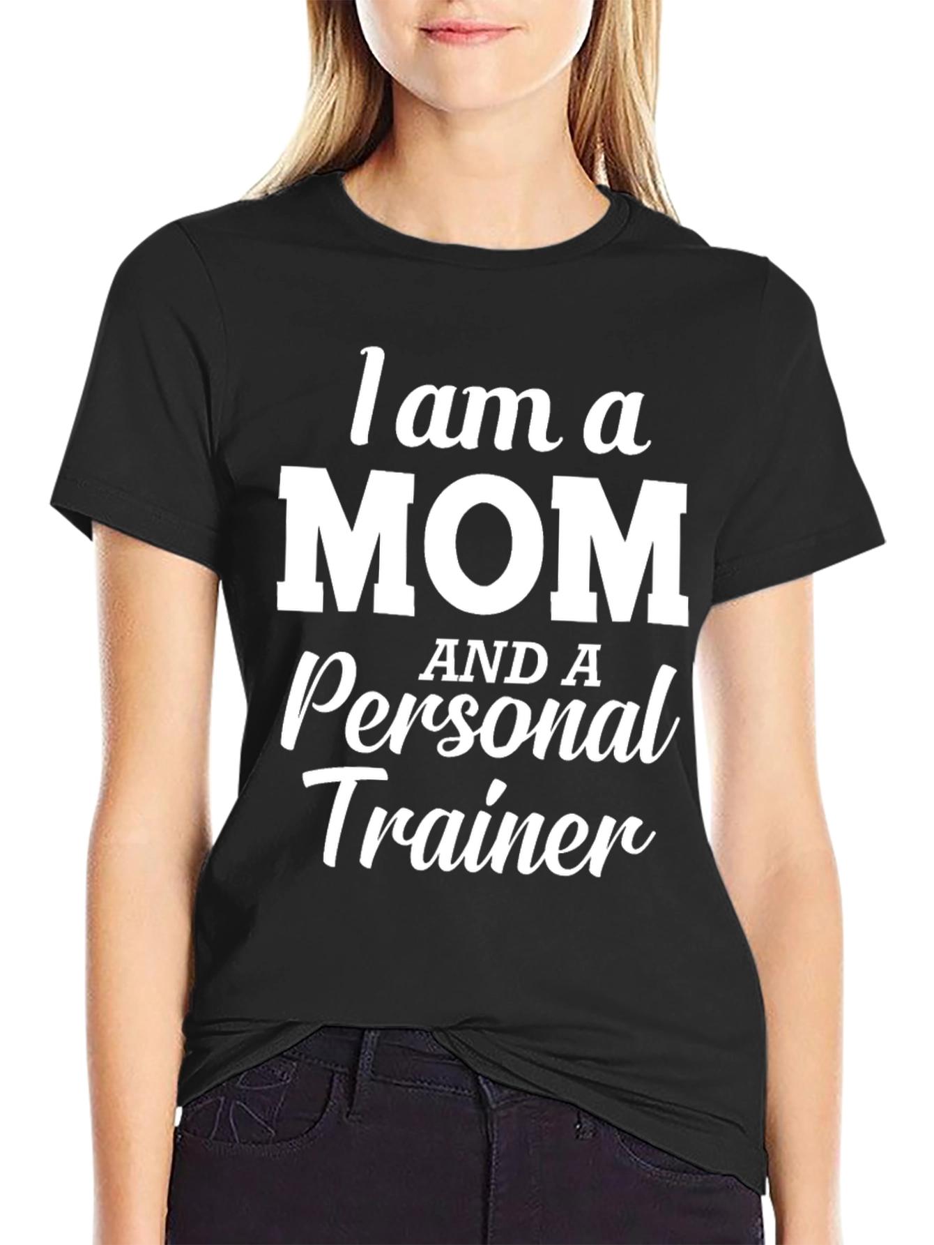 Mom and Personal Trainer Black Graphic T-Shirt
