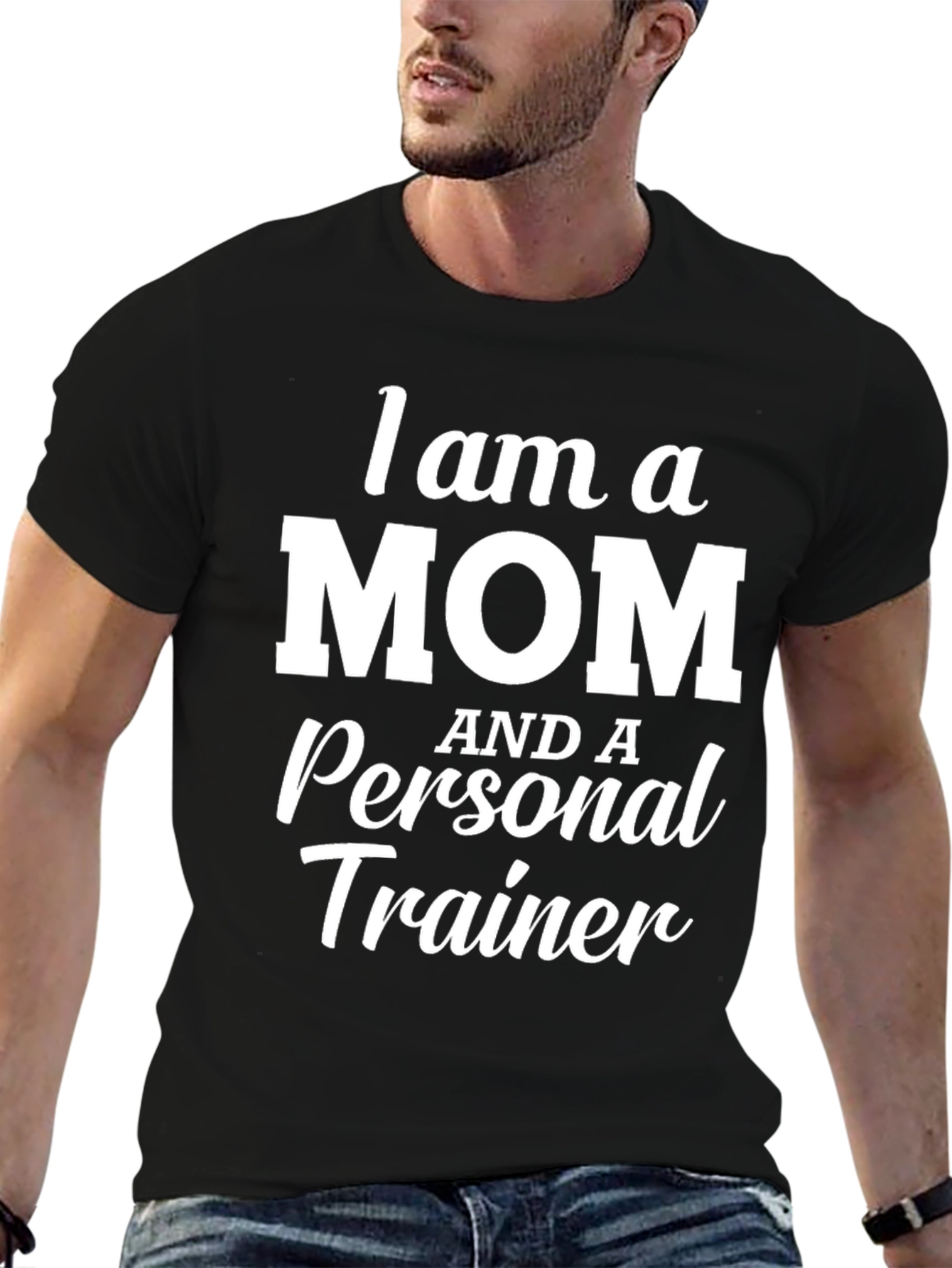 Mom and Personal Trainer Black Graphic T-Shirt