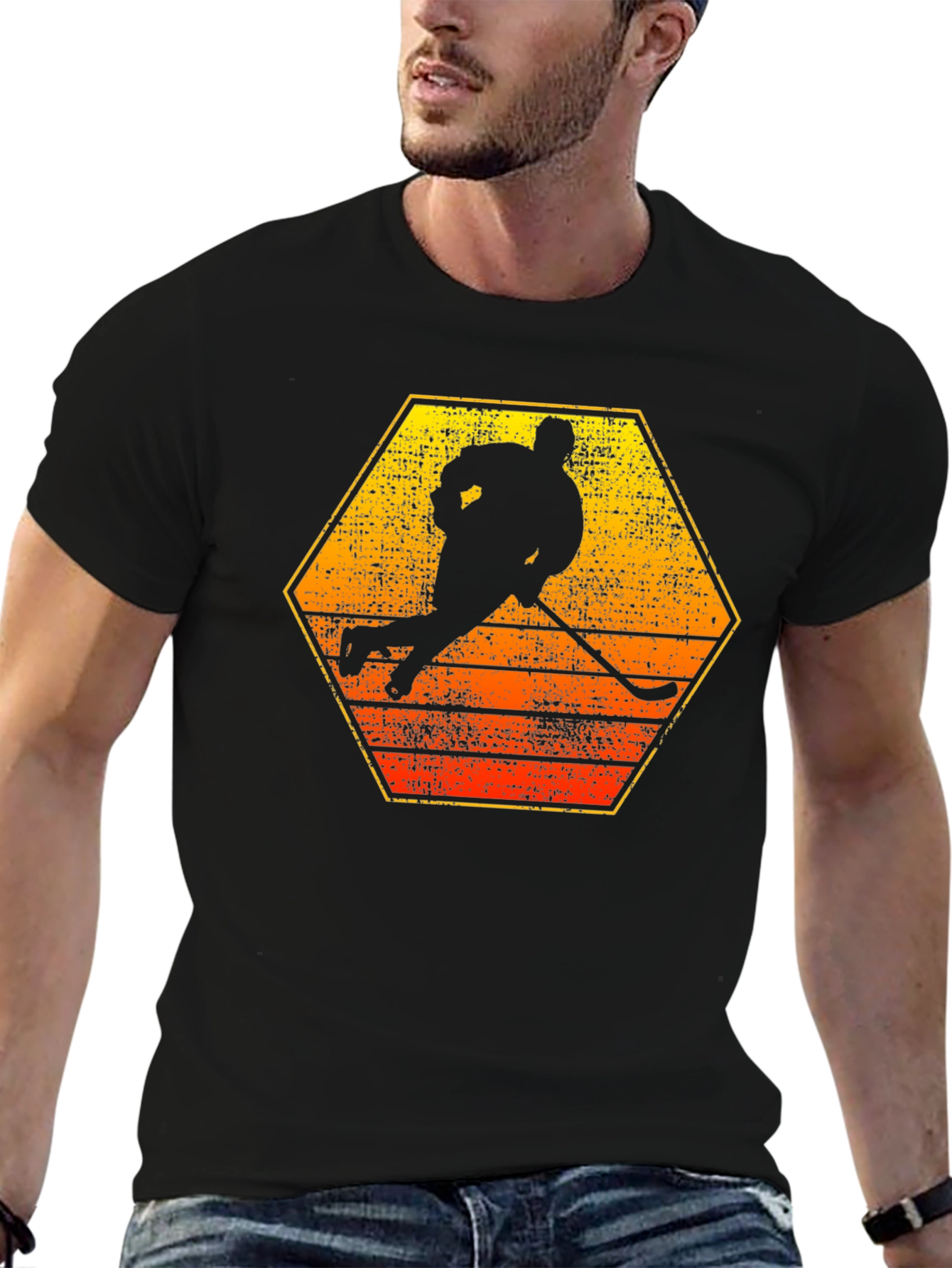 Hockey Player Silhouette Graphic Tee
