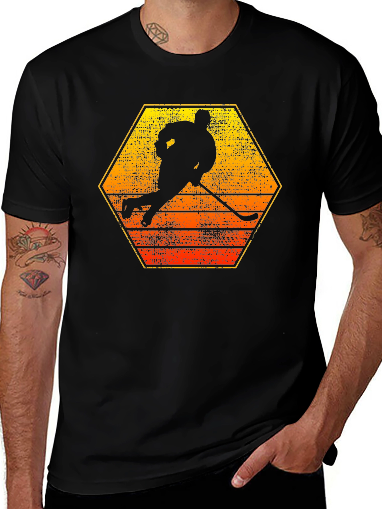Hockey Player Silhouette Graphic Tee