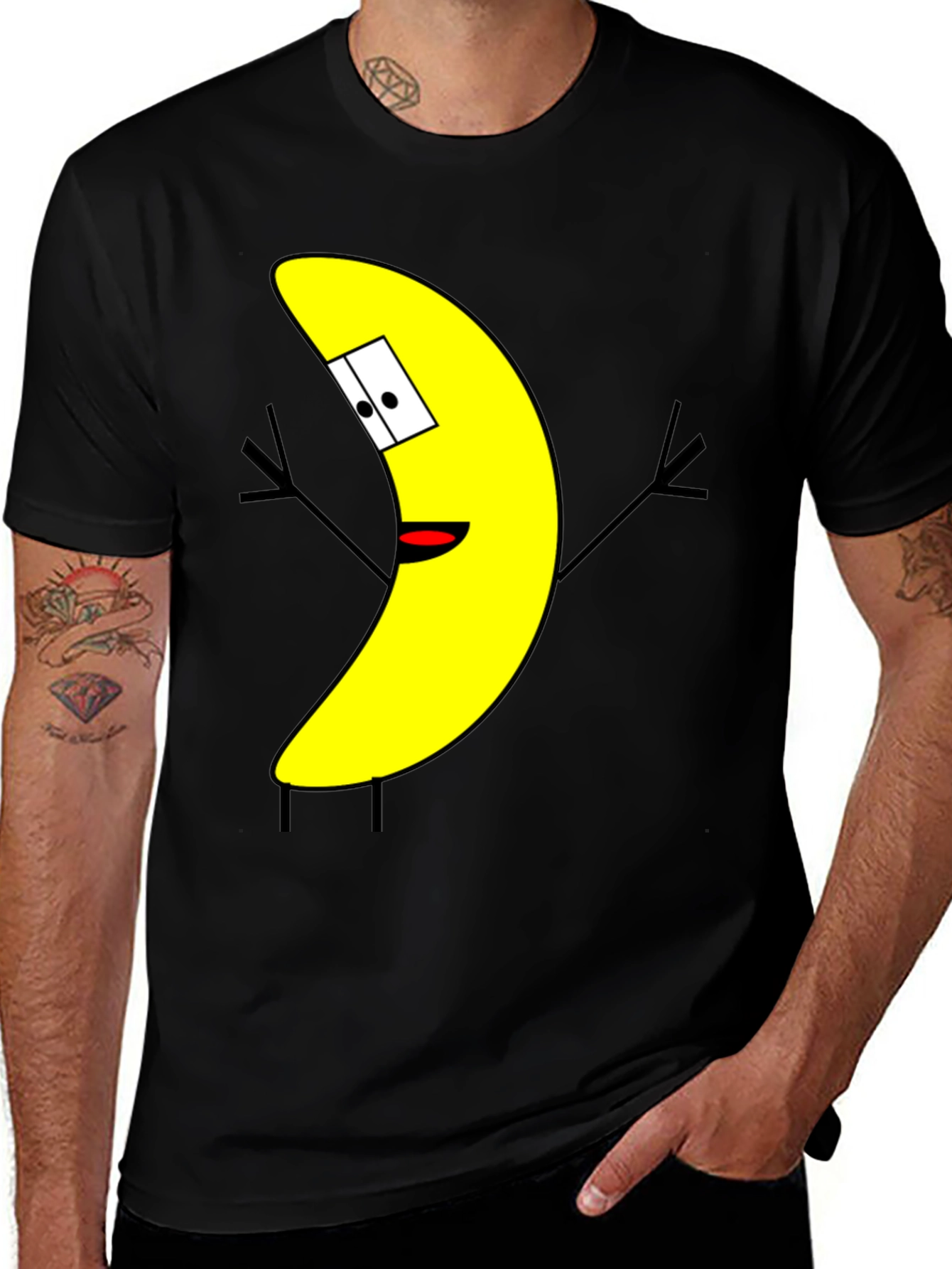 Funny Banana Cartoon Graphic Print T-Shirt