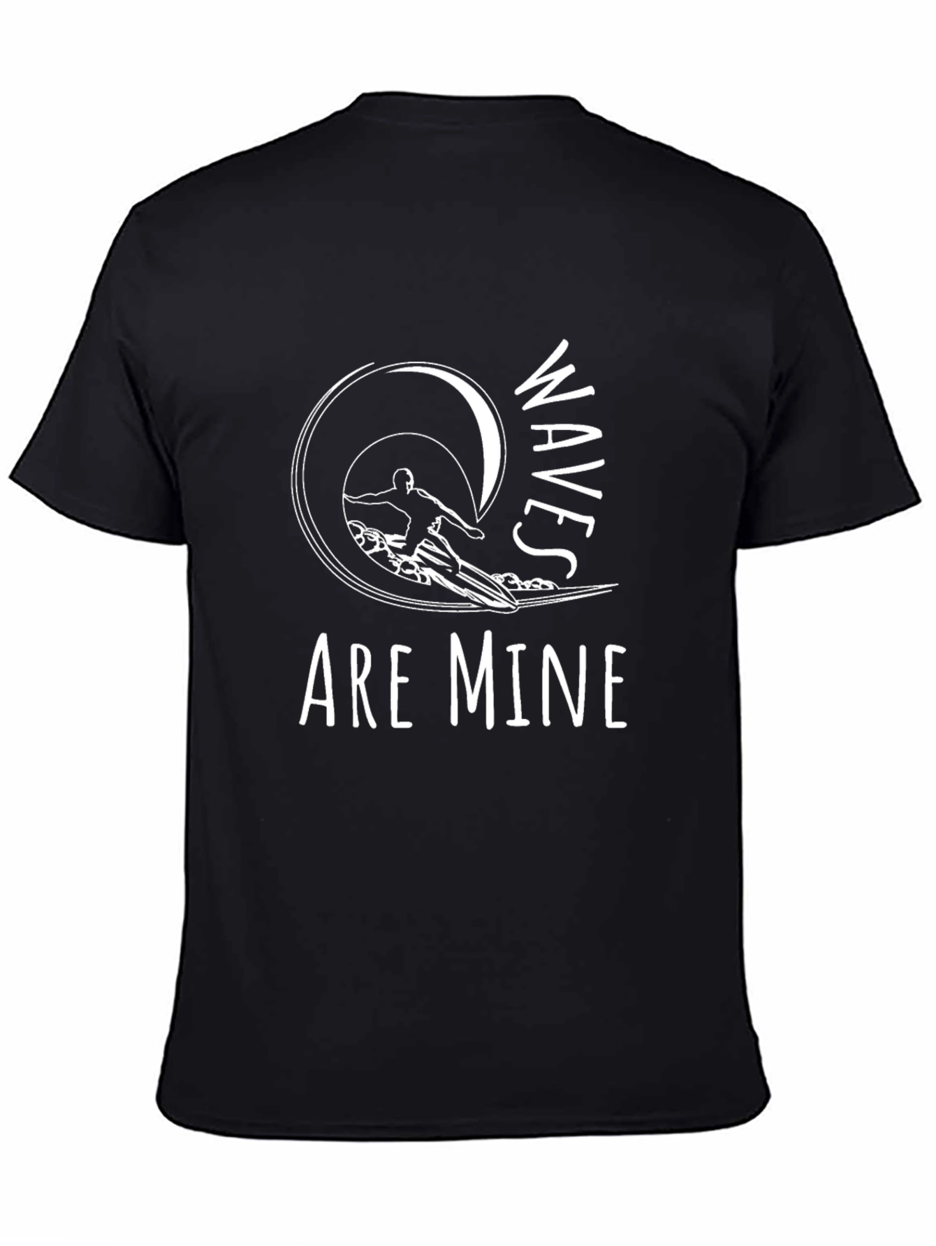 Waves Are Mine Black Graphic T-Shirt Surfing