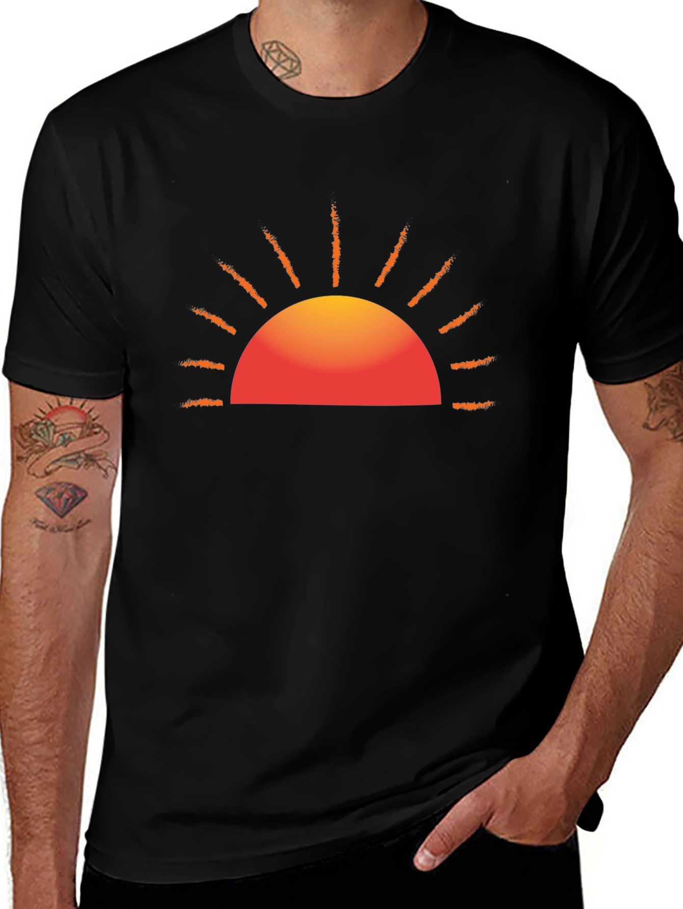 Sunset Graphic Black Tee - Stylish Everyday Wear