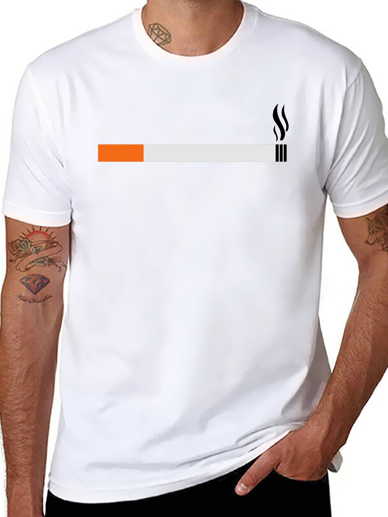Smoking Cigarette Graphic Tee - Casual Black T-Shirt