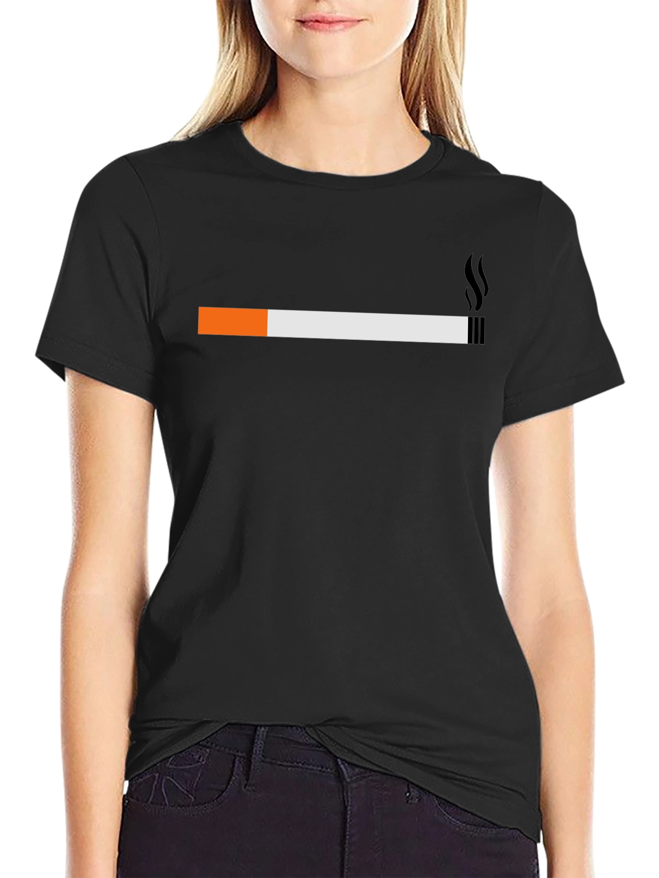 Smoking Cigarette Graphic Tee - Casual Black T-Shirt