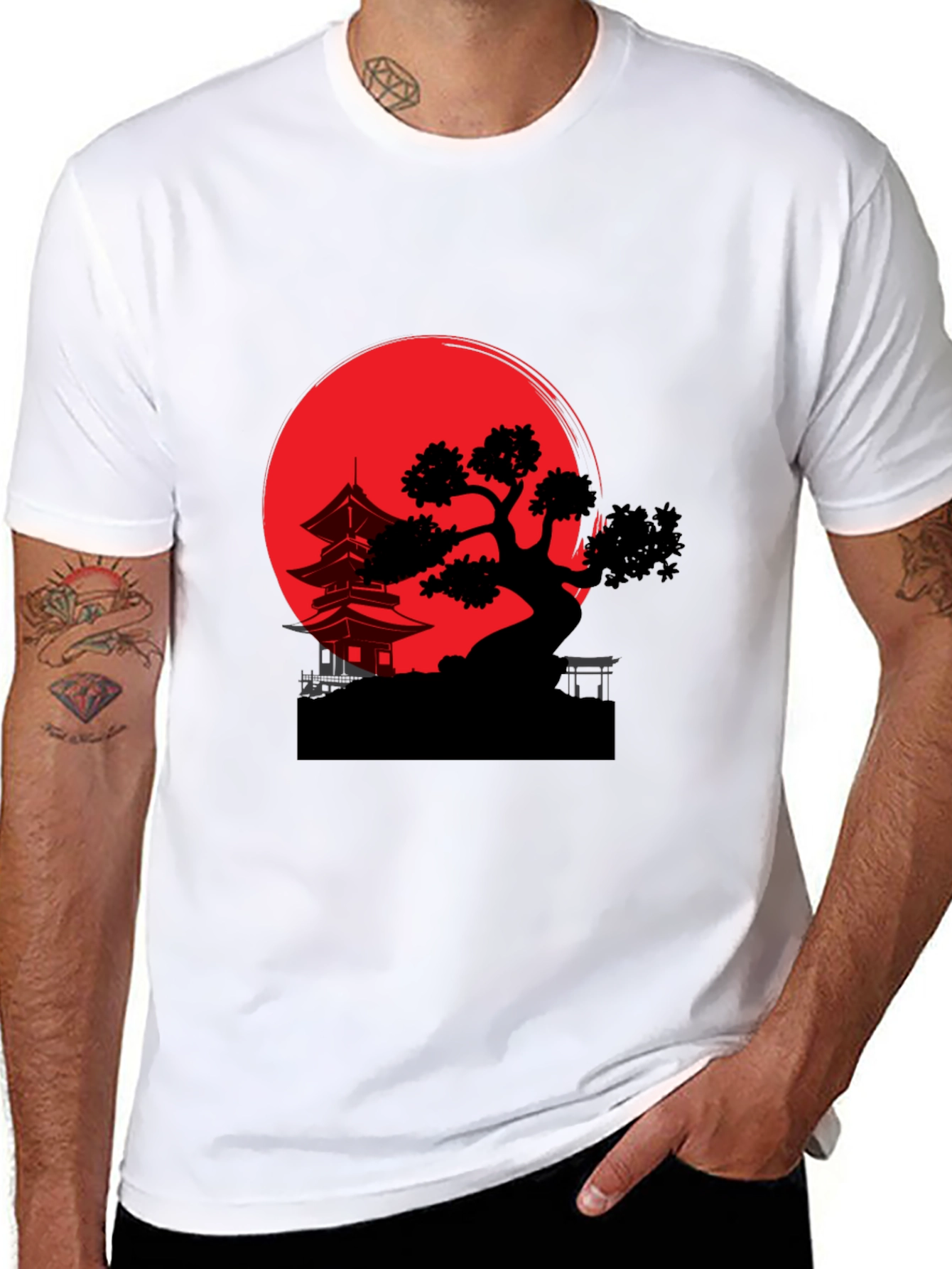 Japanese Sunset Graphic Tee - Black