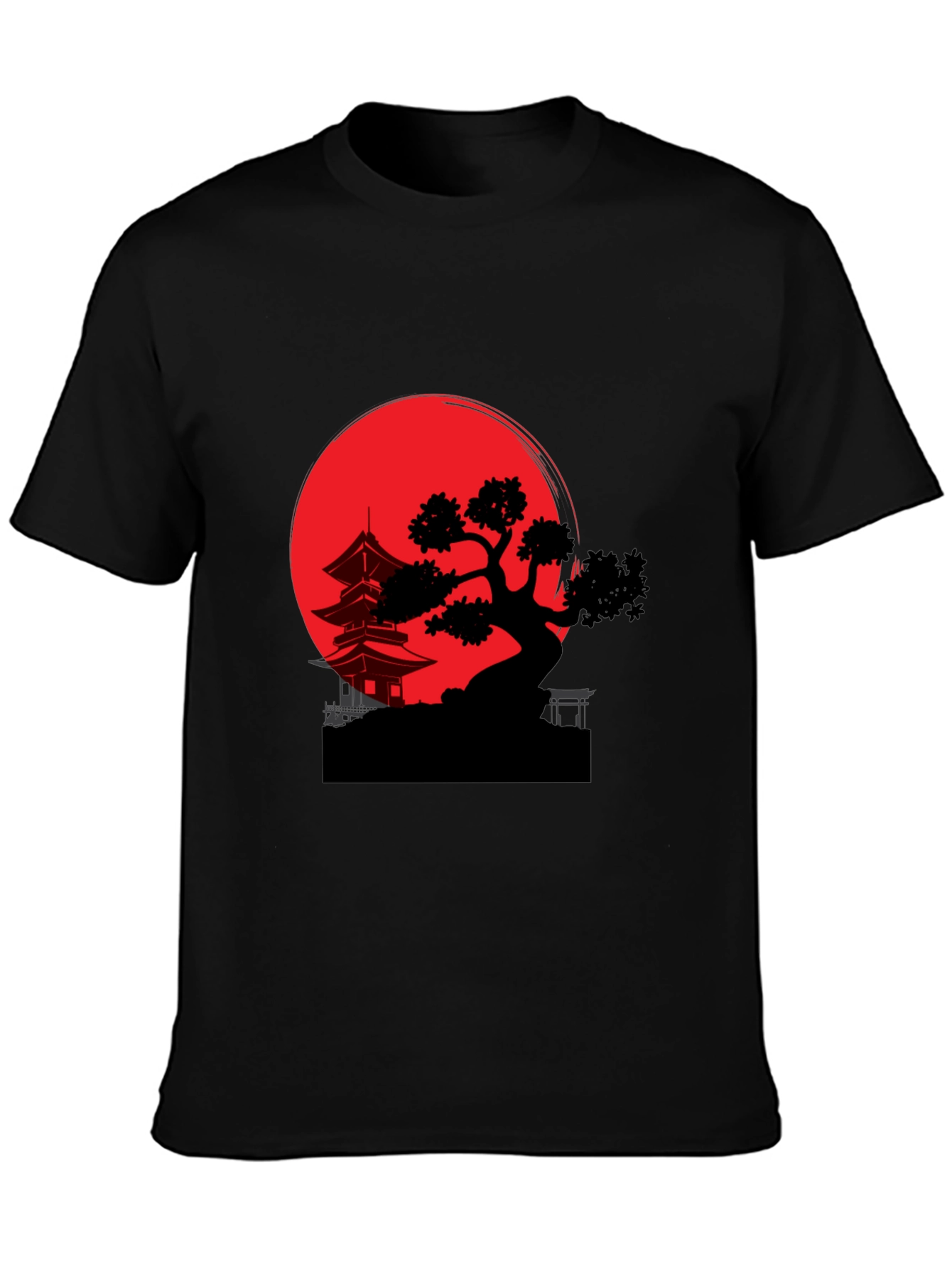 Japanese Sunset Graphic Tee - Black