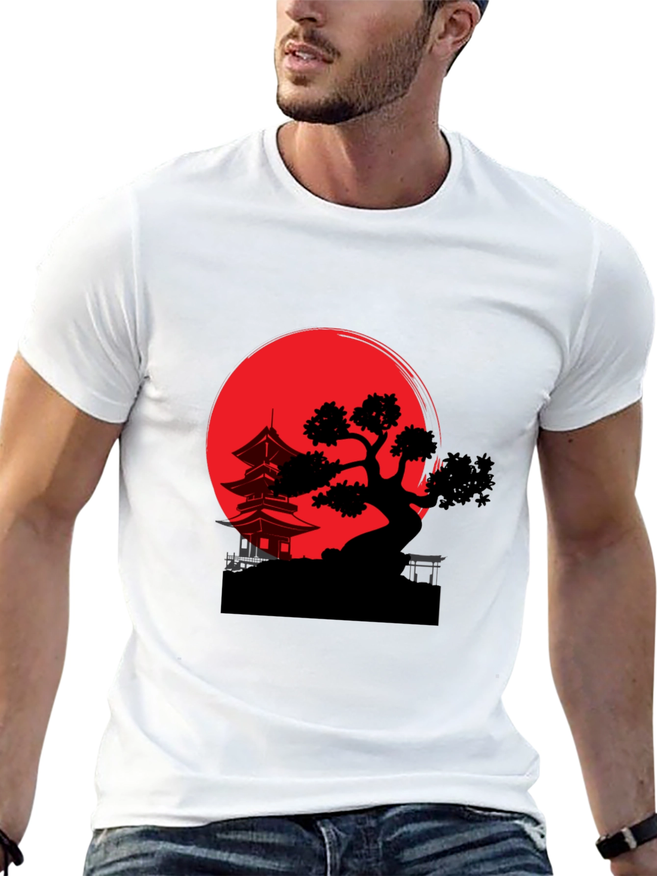 Japanese Sunset Graphic Tee - Black