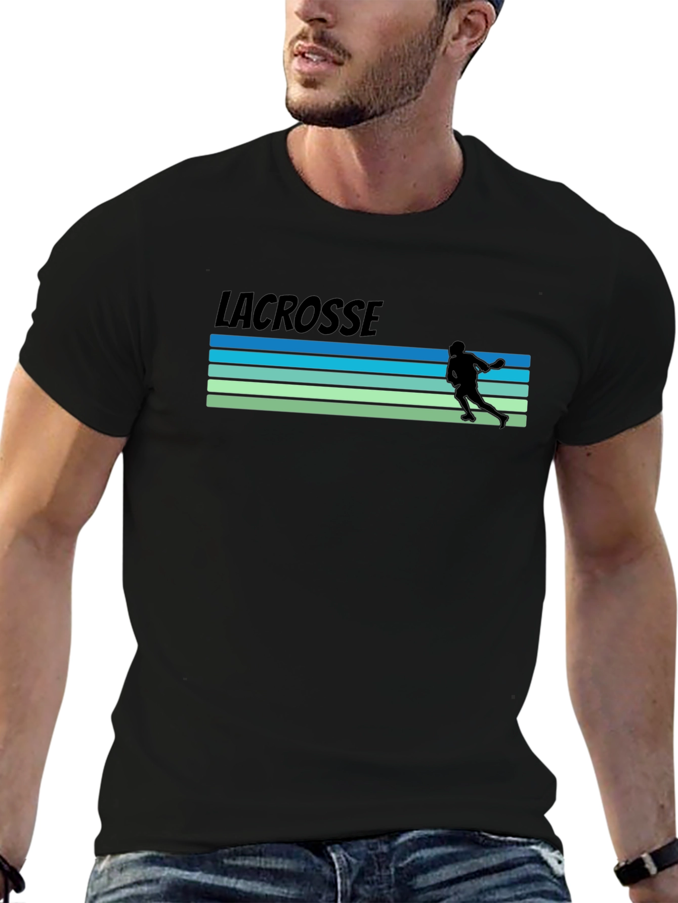 Lacrosse Retro Style Black T-Shirt