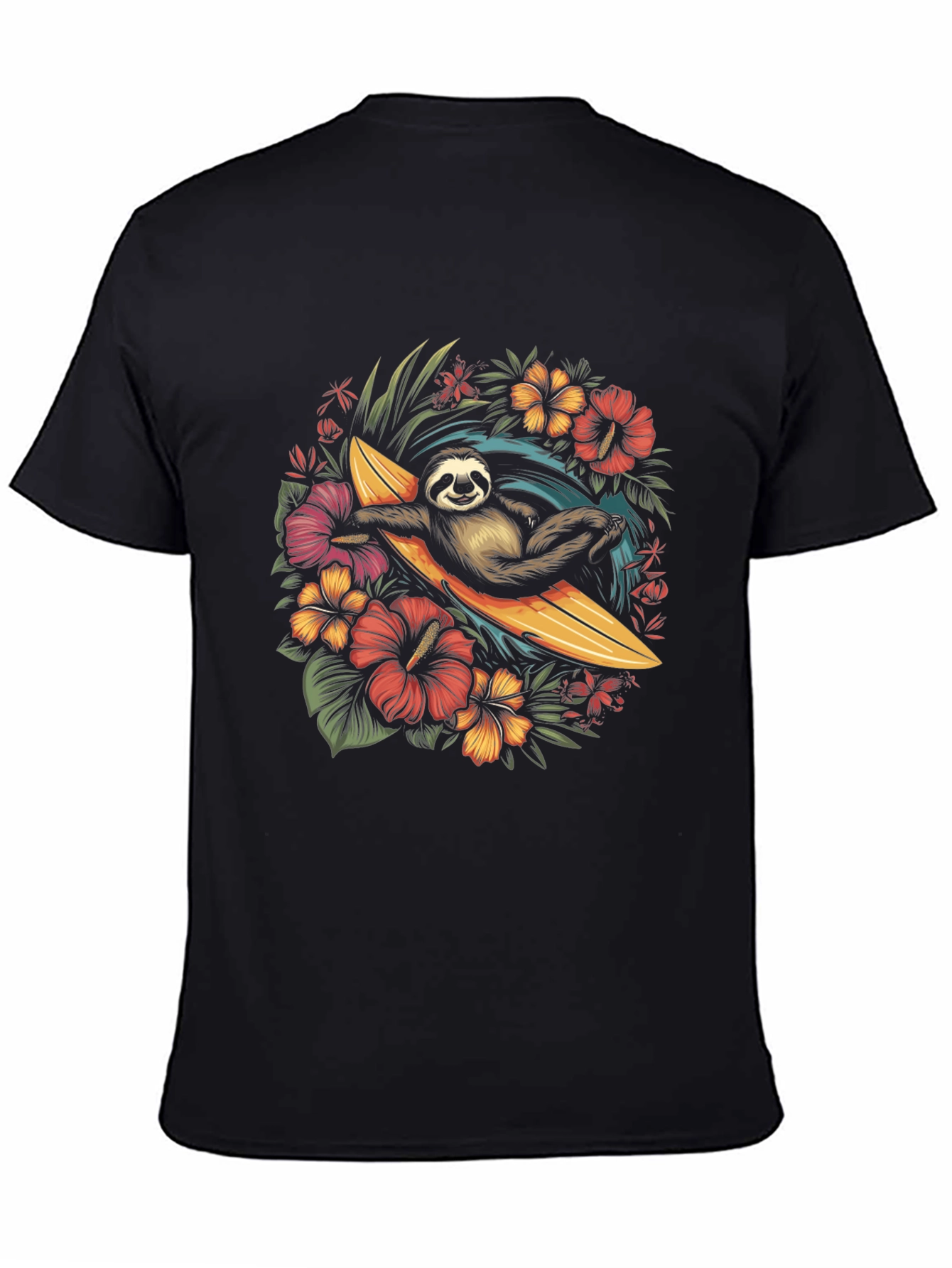 Surfing Sloth Graphic T-Shirt