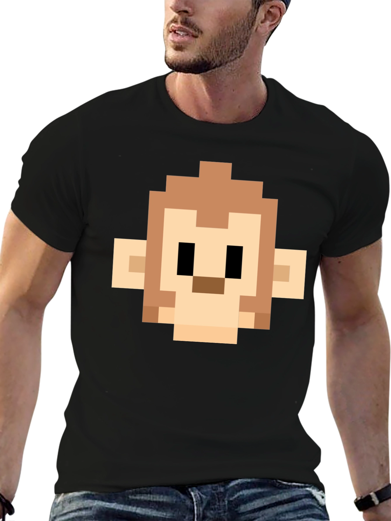 Pixel Monkey Head Graphic Tee