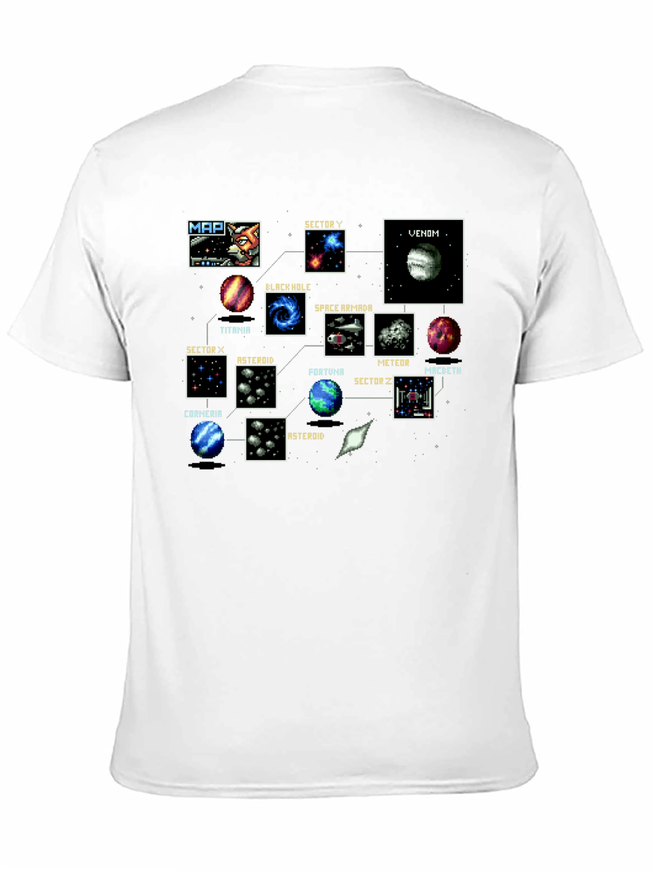 Retro Video Game Map Black T-Shirt