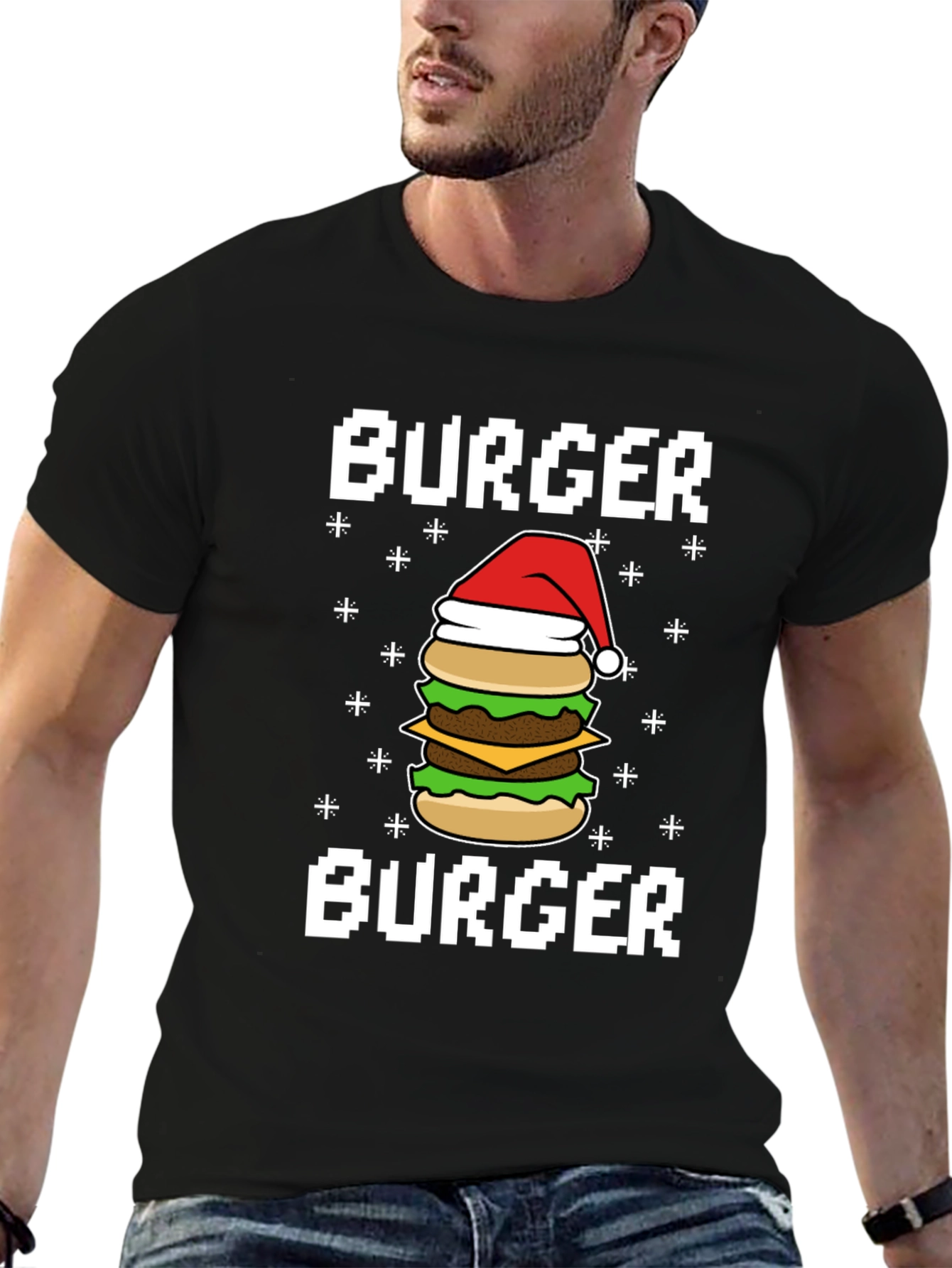 Festive Burger T-Shirt - Holiday Foodie Tee