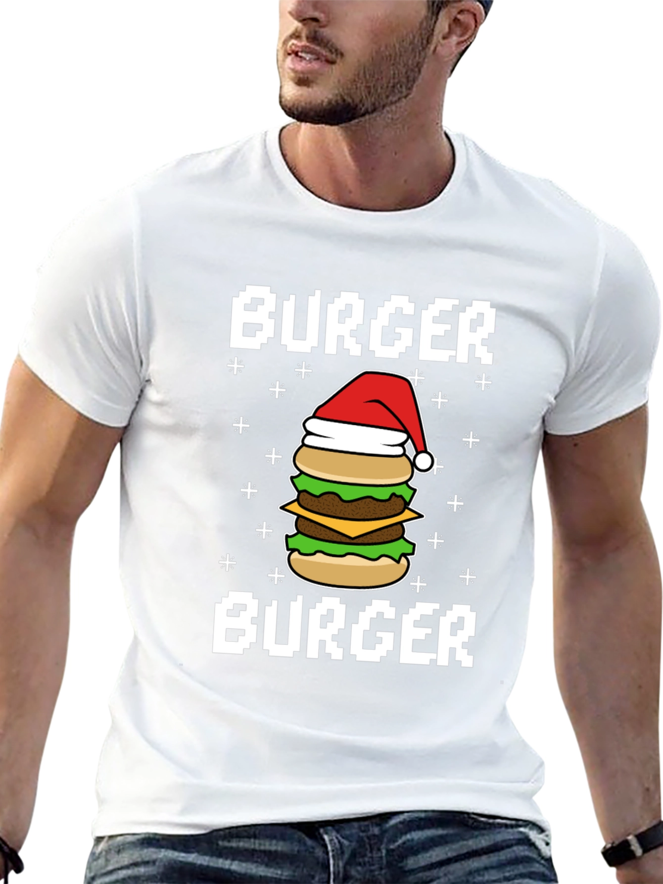 Festive Burger T-Shirt - Holiday Foodie Tee
