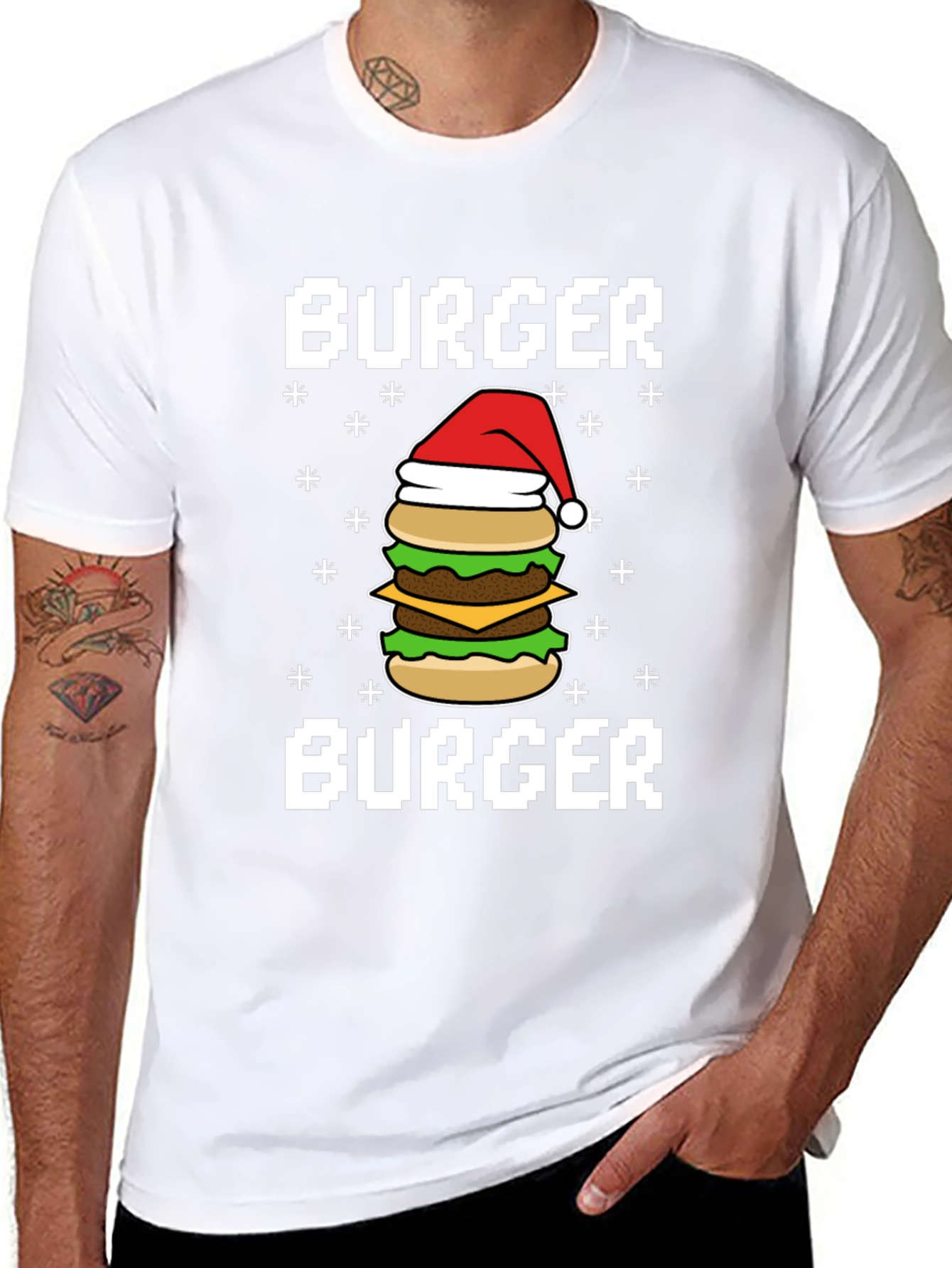 Festive Burger T-Shirt - Holiday Foodie Tee