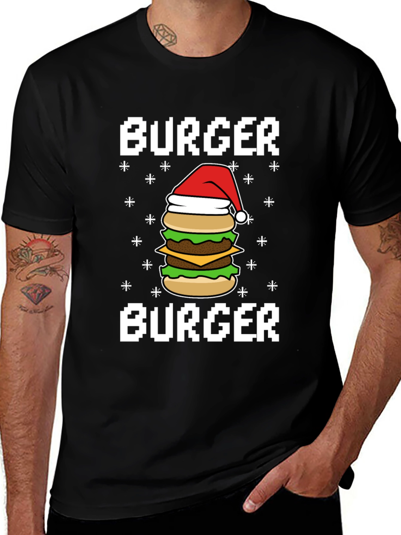 Festive Burger T-Shirt - Holiday Foodie Tee