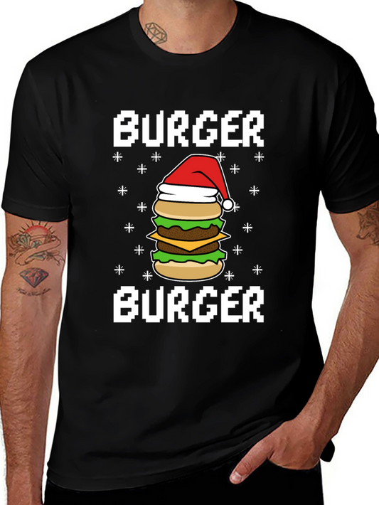 Festive Burger T-Shirt - Holiday Foodie Tee