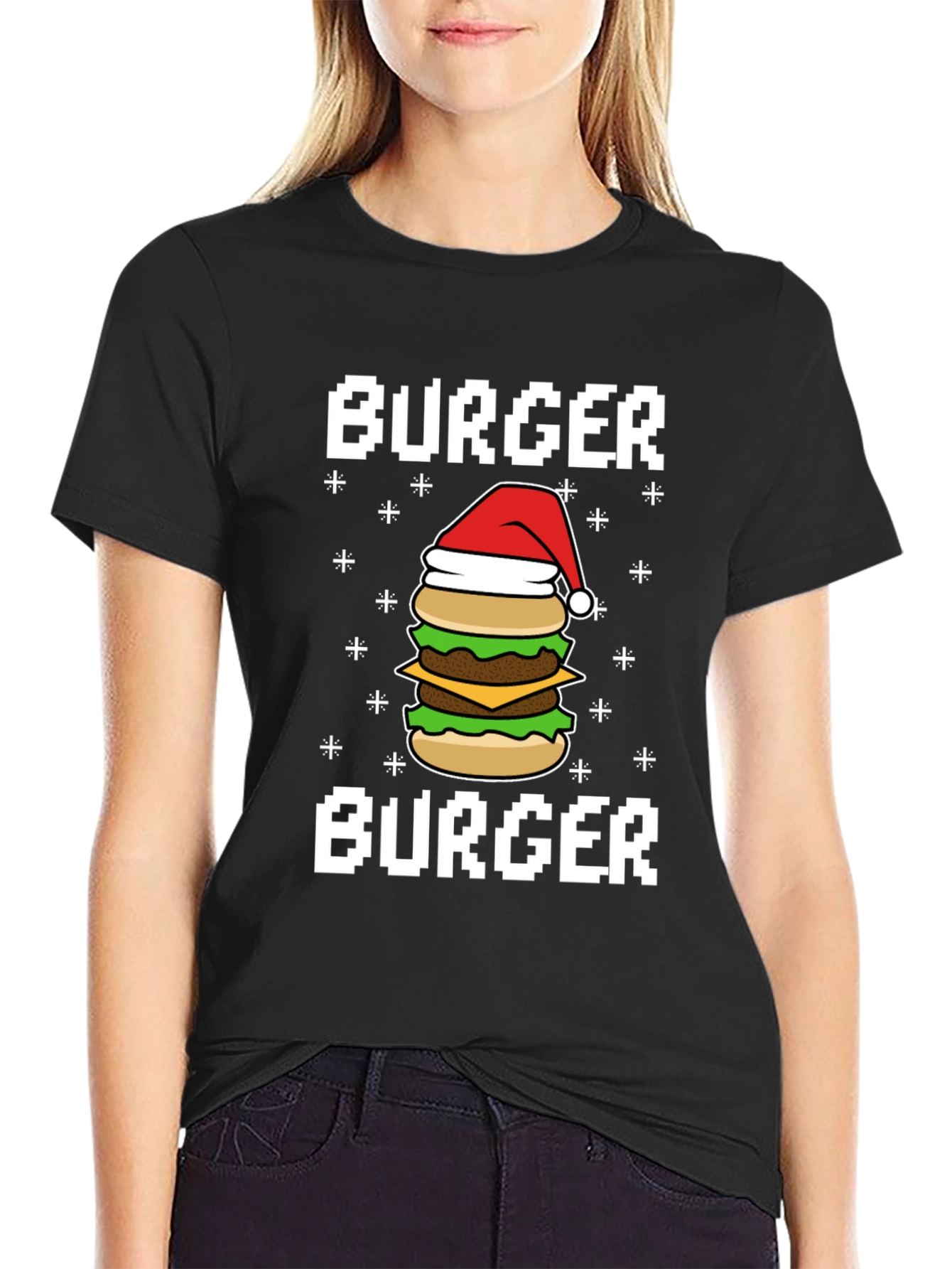 Festive Burger T-Shirt - Holiday Foodie Tee