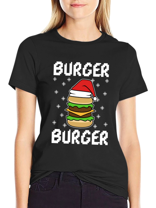 Festive Burger T-Shirt - Holiday Foodie Tee