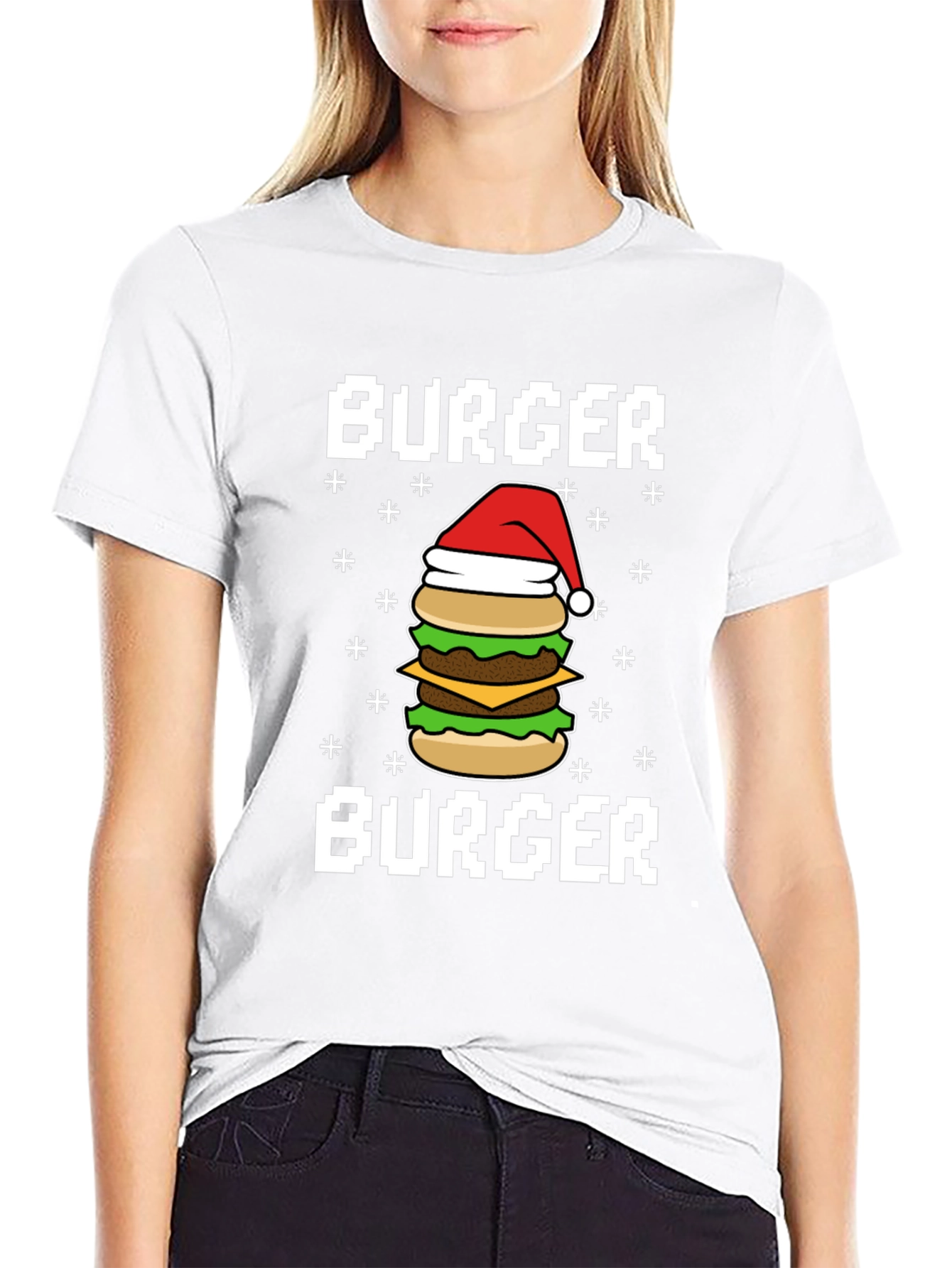 Festive Burger T-Shirt - Holiday Foodie Tee
