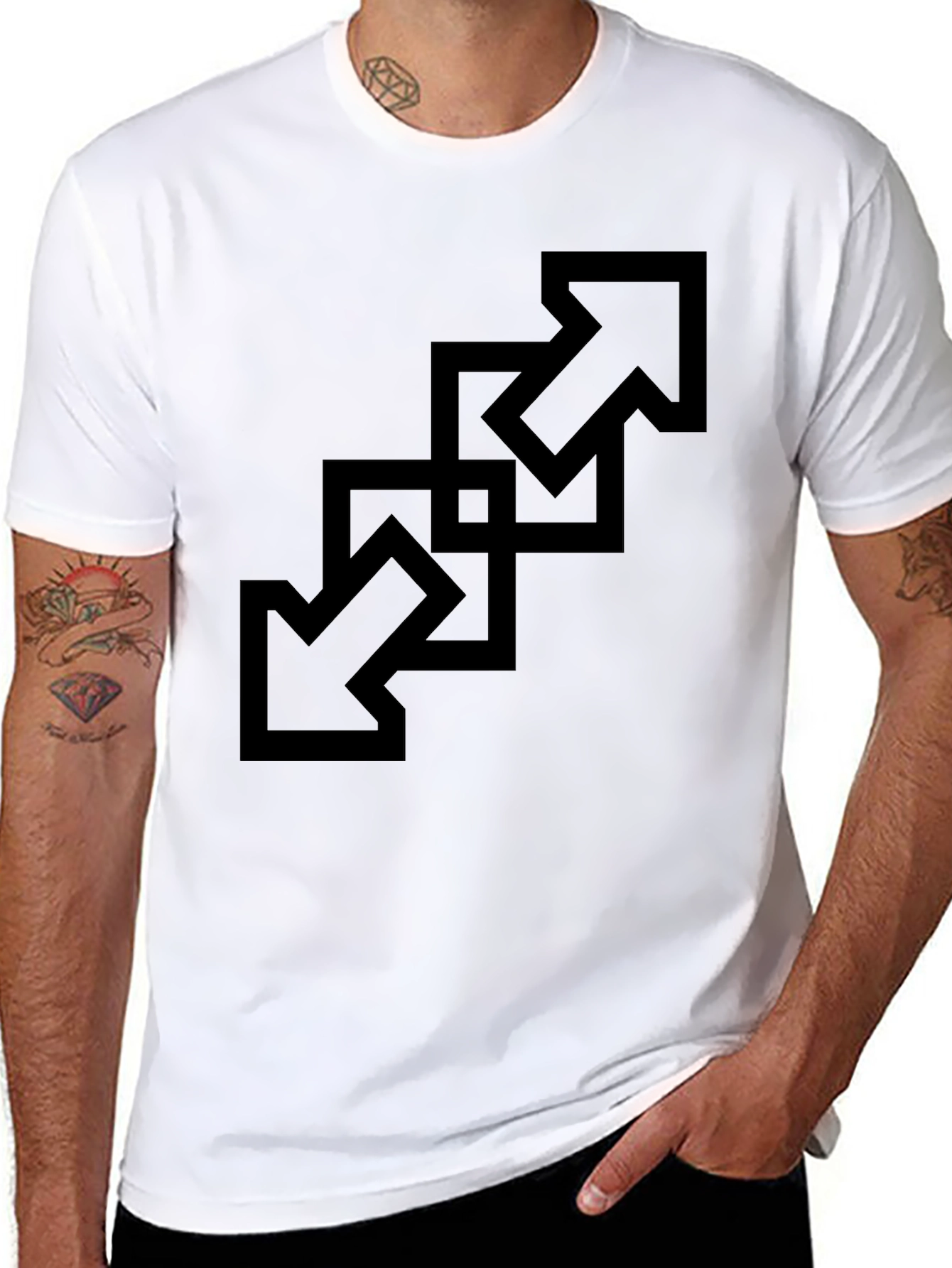 Abstract Arrow Graphic Tee - Black