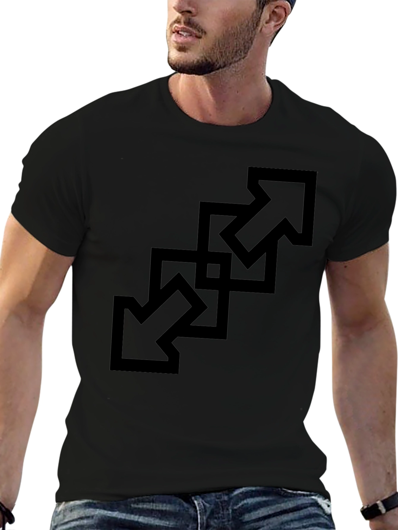 Abstract Arrow Graphic Tee - Black