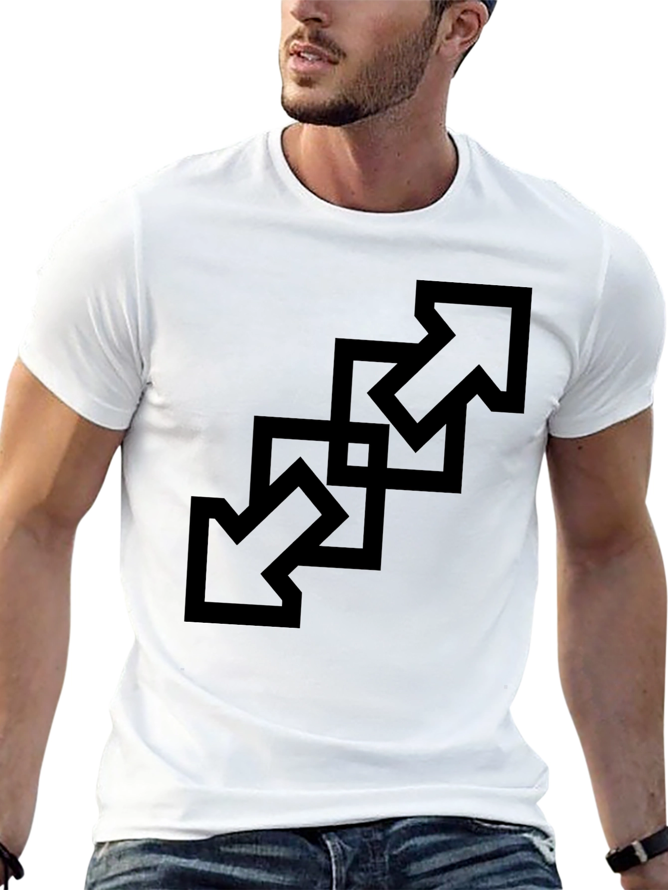 Abstract Arrow Graphic Tee - Black