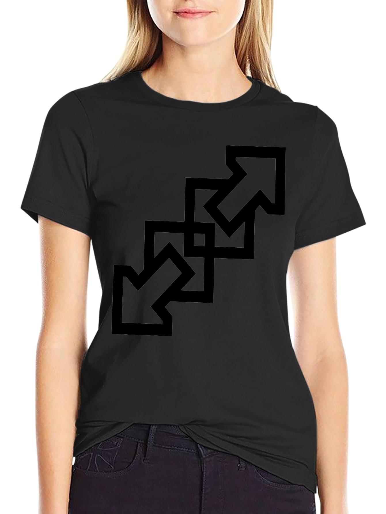 Abstract Arrow Graphic Tee - Black