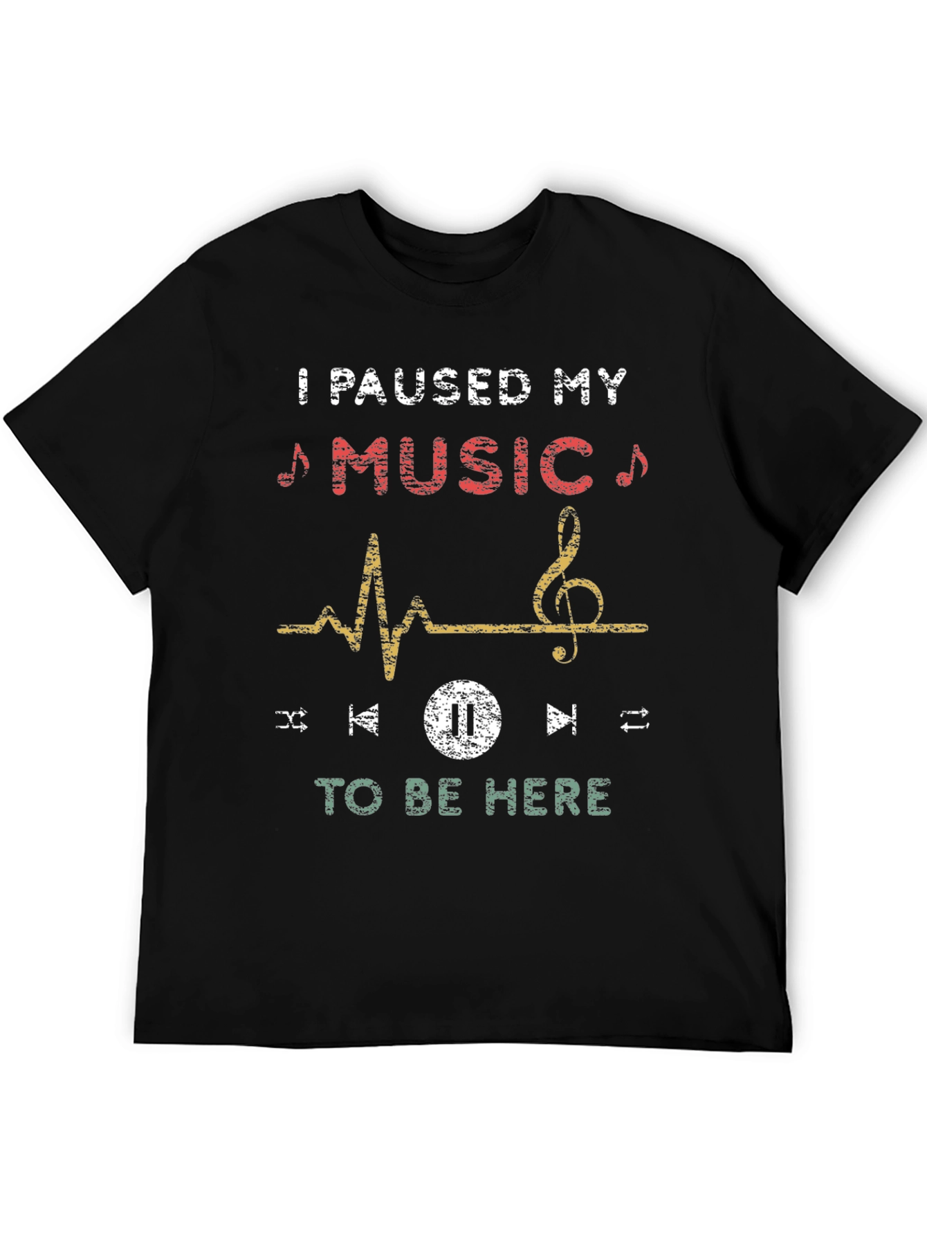 Music Lover Tee: Paused My Music Black T-Shirt
