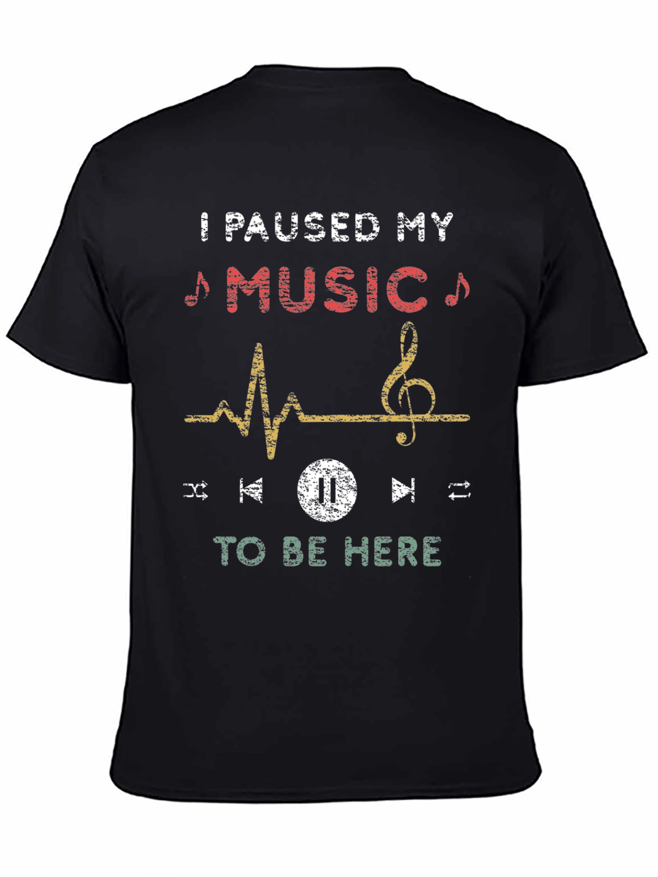 Music Lover Tee: Paused My Music Black T-Shirt