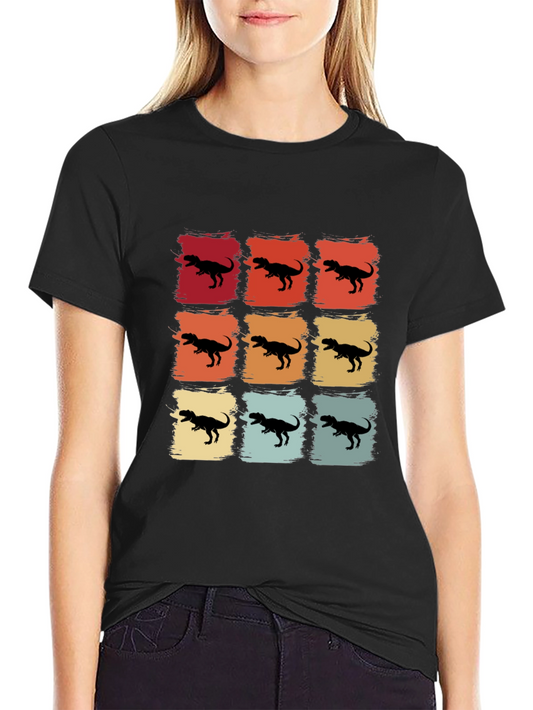 Retro Dinosaur Graphic Tee - Stylish Mens Black T-Shirt