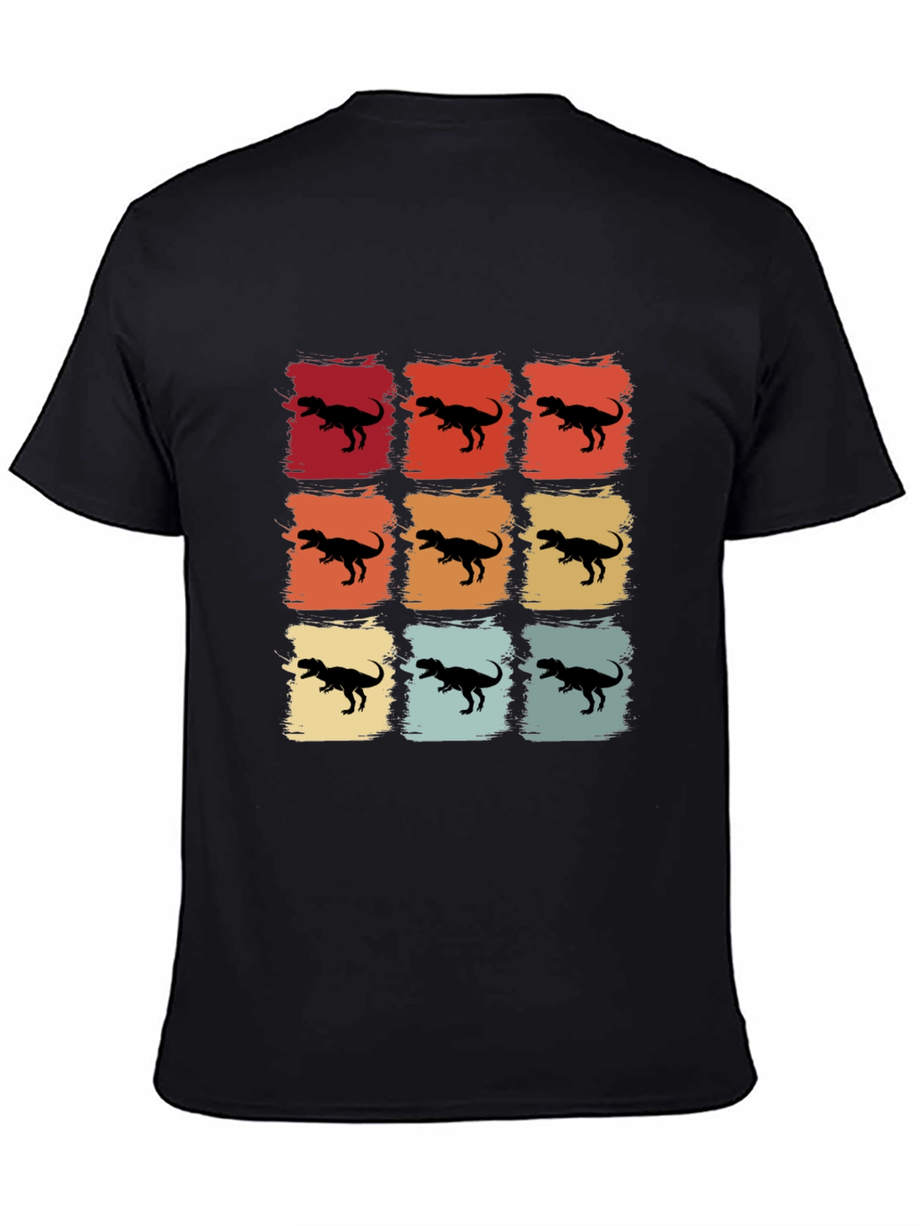 Retro Dinosaur Graphic Tee - Stylish Mens Black T-Shirt