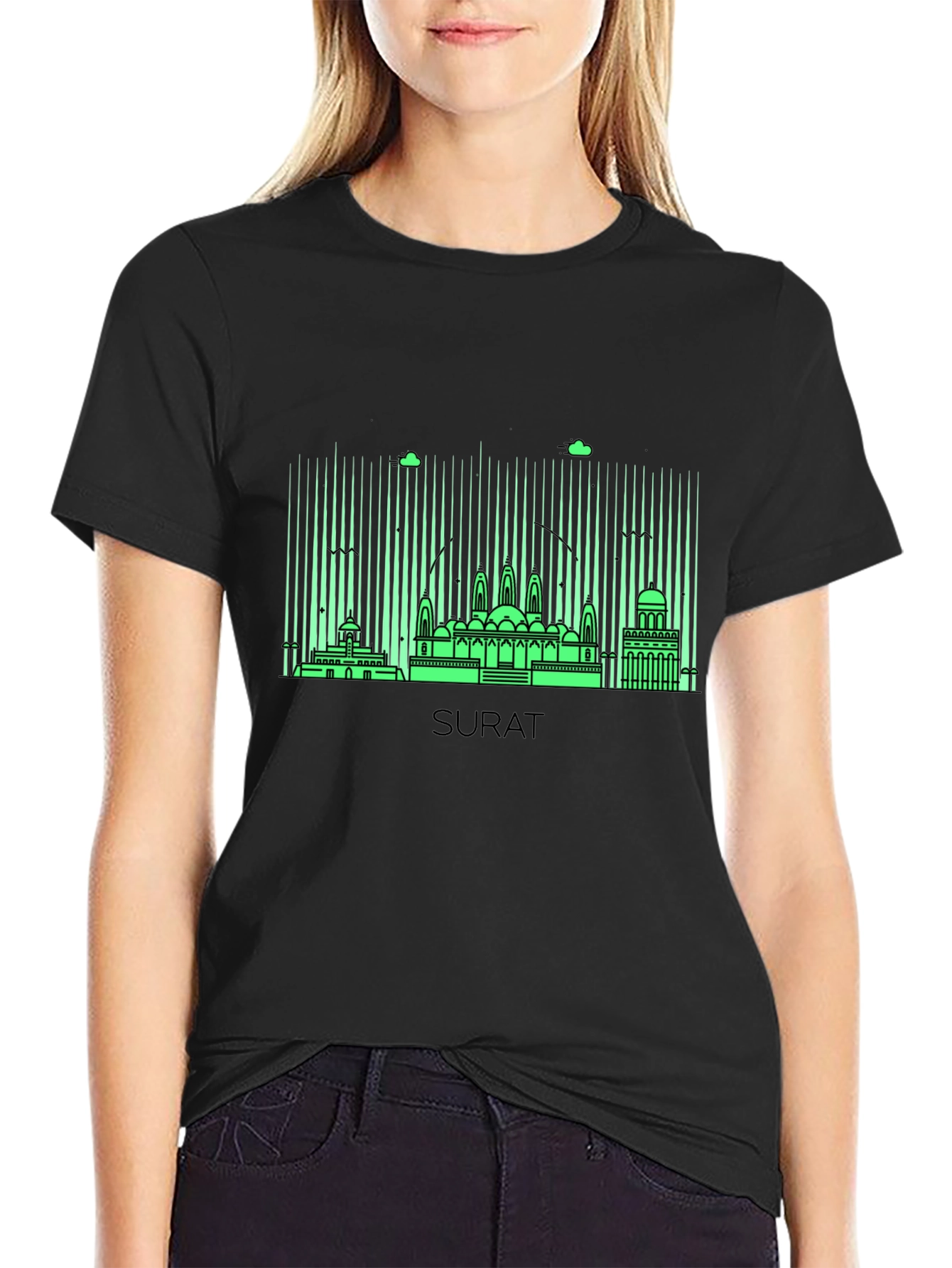 Surat Skyline Graphic Tee - Modern Cityscape Design